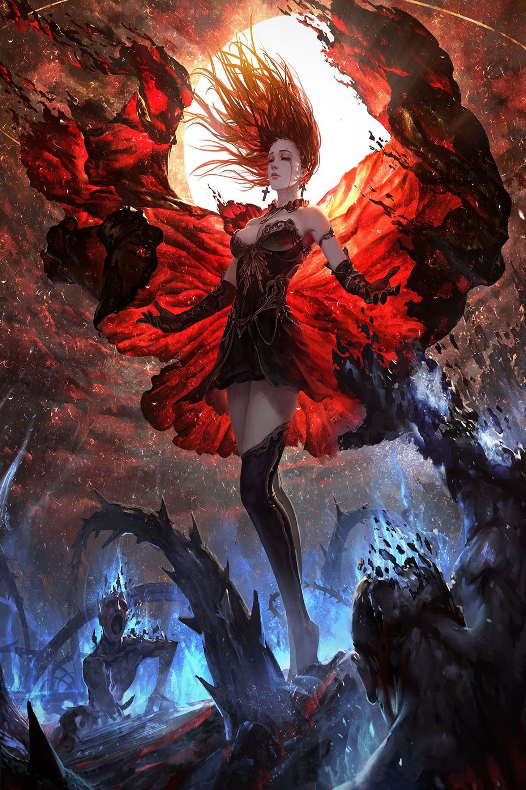 angel, 1080P, woman, cry, girl, original, fantasy, Phone HD Wallpaper