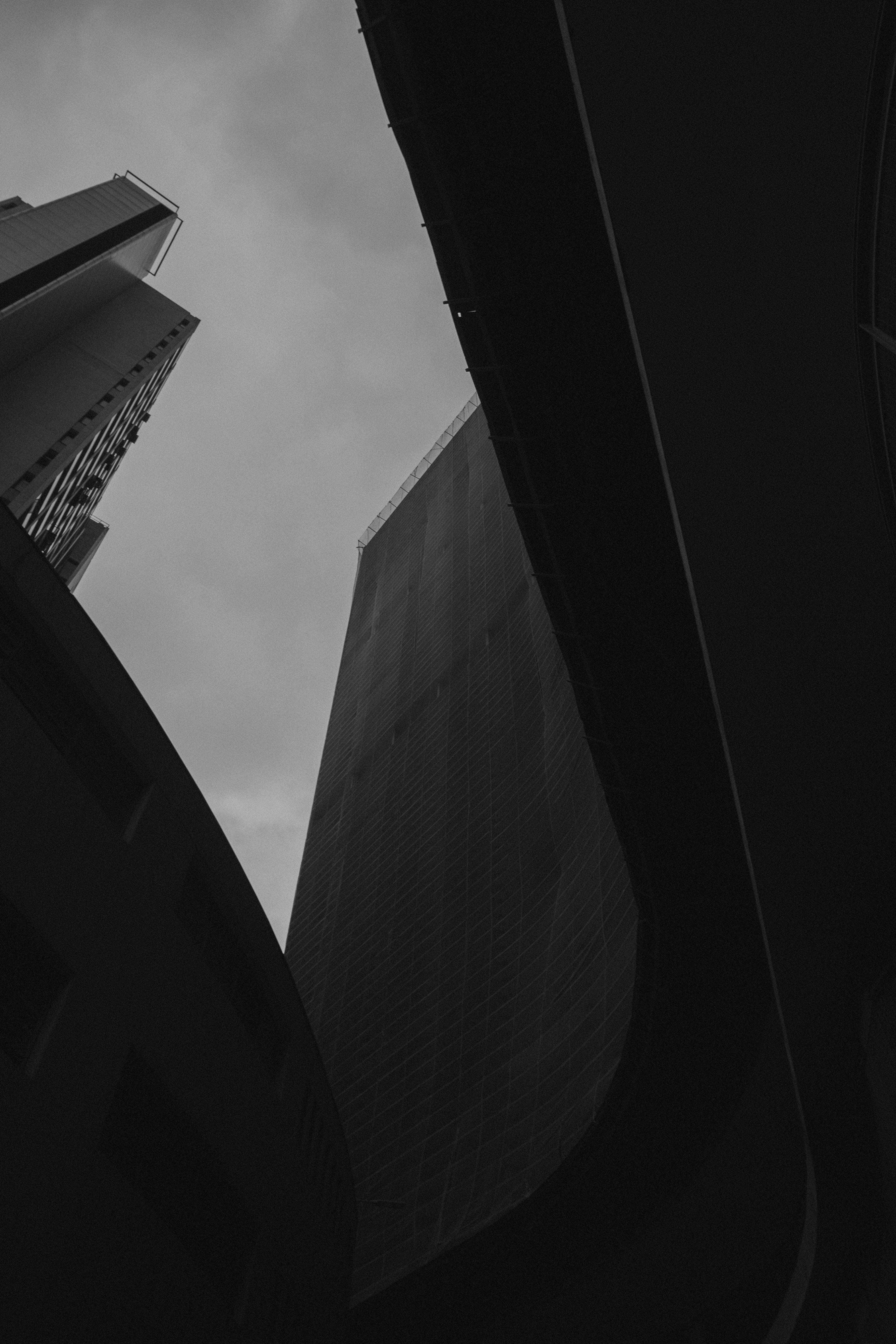 no people, housing, brazil, black and white, convention center, low, office building, dark, modern, high, urban, cloud - sky, building, city, silhouette, Phone HD Wallpaper