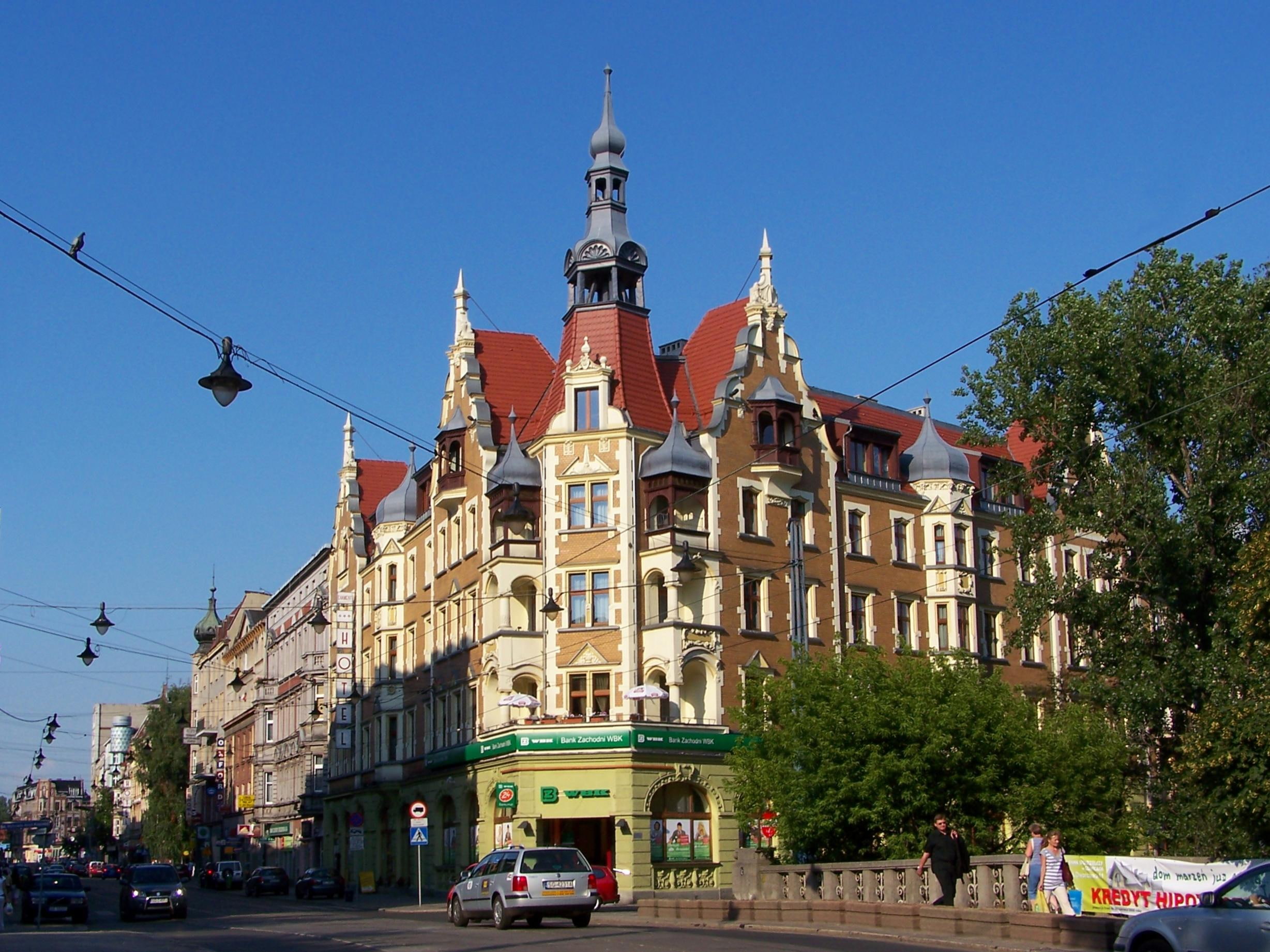 polska, 1080P, gliwice, the hotel, street, white, bridge, houses, nature and landscapes, concrete, building, HD Wallpaper