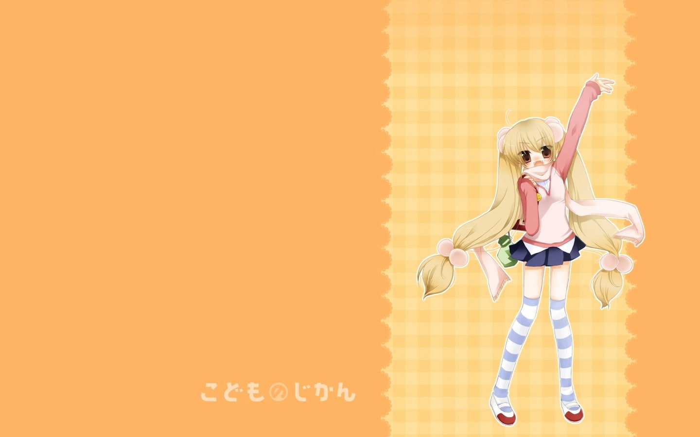 legwear, kodomo, 720P, simple, background, rin, jikan, twintails, kokonoe, striped, HD Wallpaper