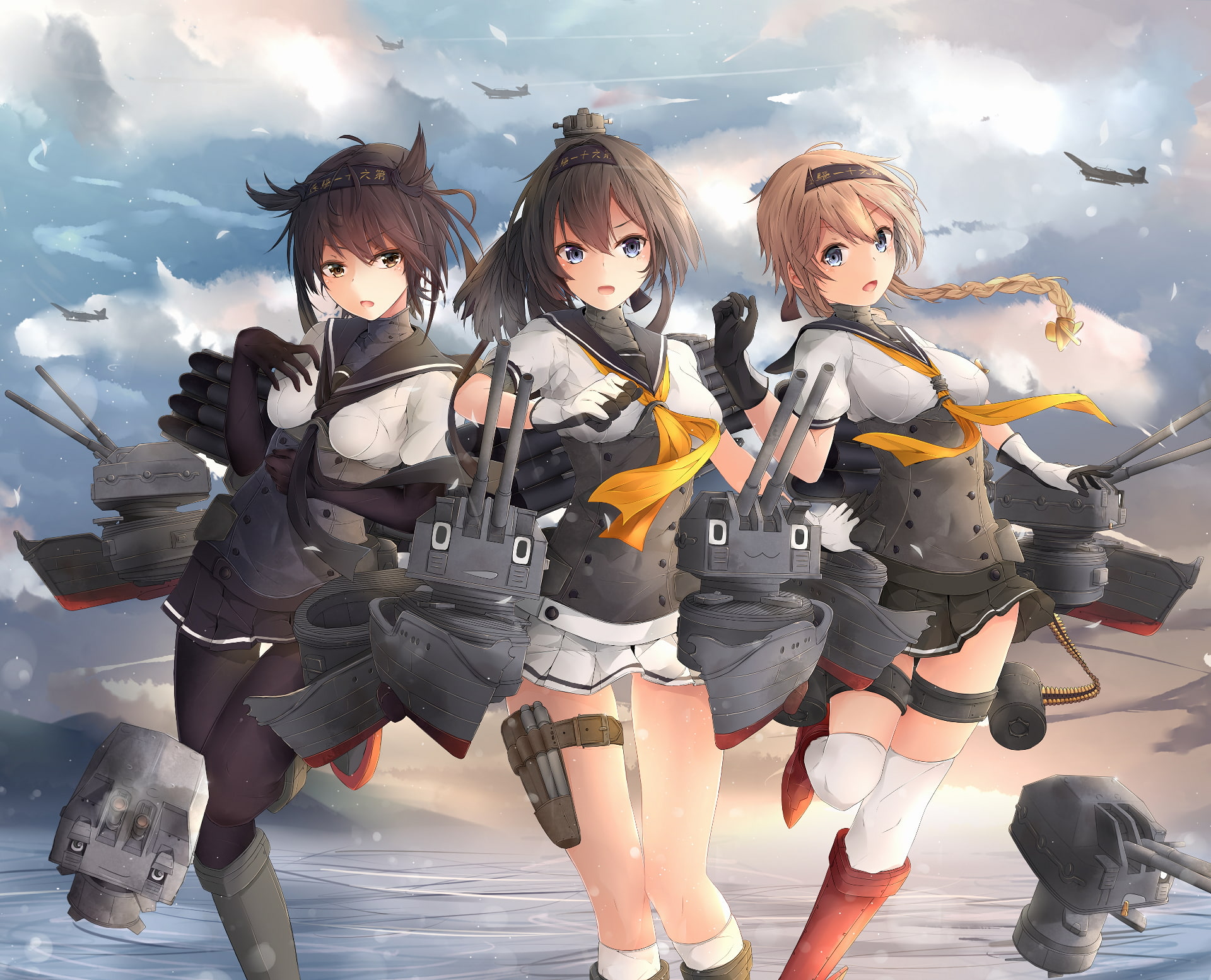 Anime, Kantai Collection, 1080P, Teruzuki (Kancolle), Hatsuzuki (Kancolle), Akizuki (Kancolle), HD Wallpaper
