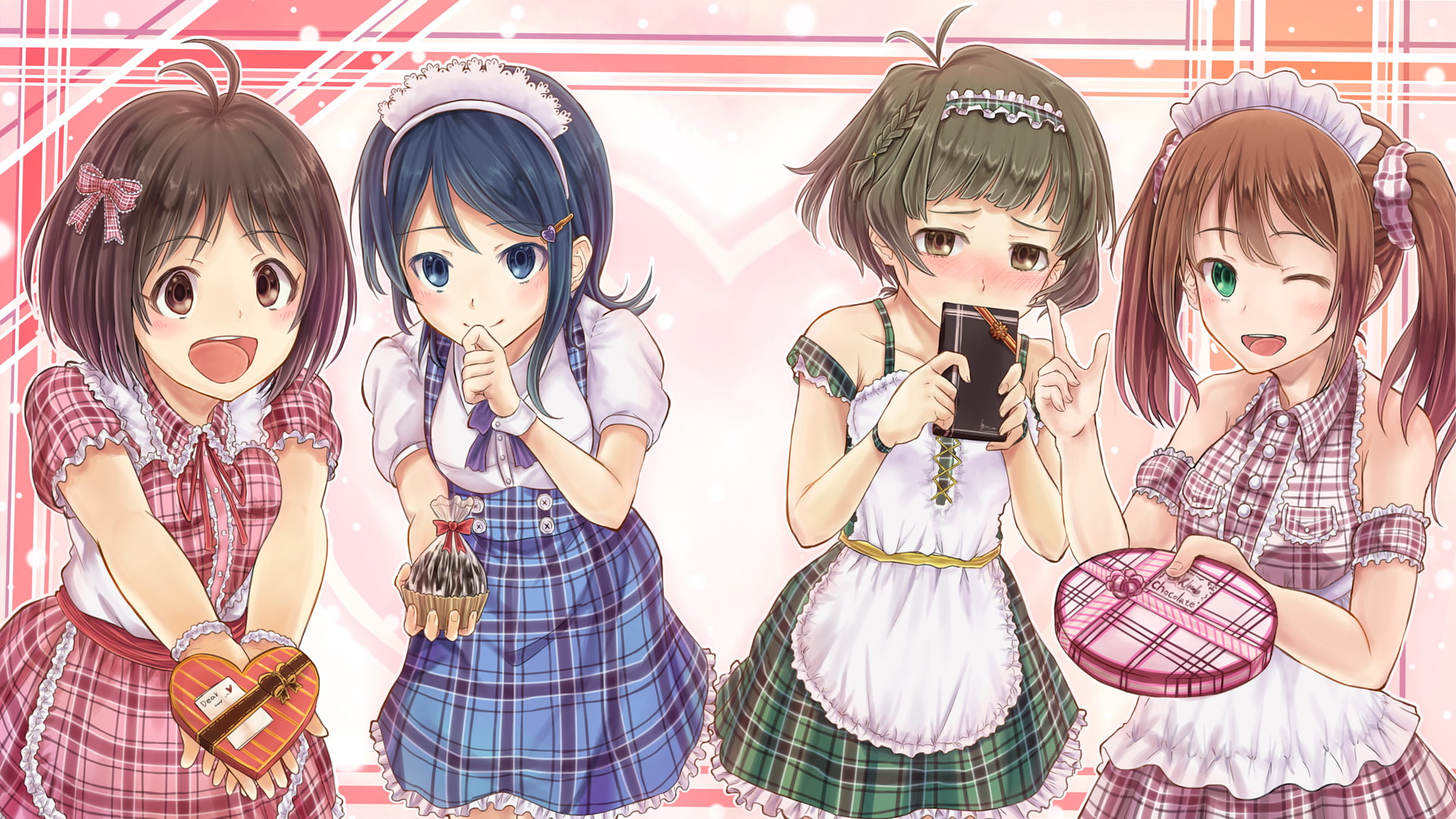 1080P, Anime, The iDOLM@STER, Valentines Day, Eri Mizutani, Ryo Akizuki, Ai Hidaka, Saki Mizushima, HD Wallpaper