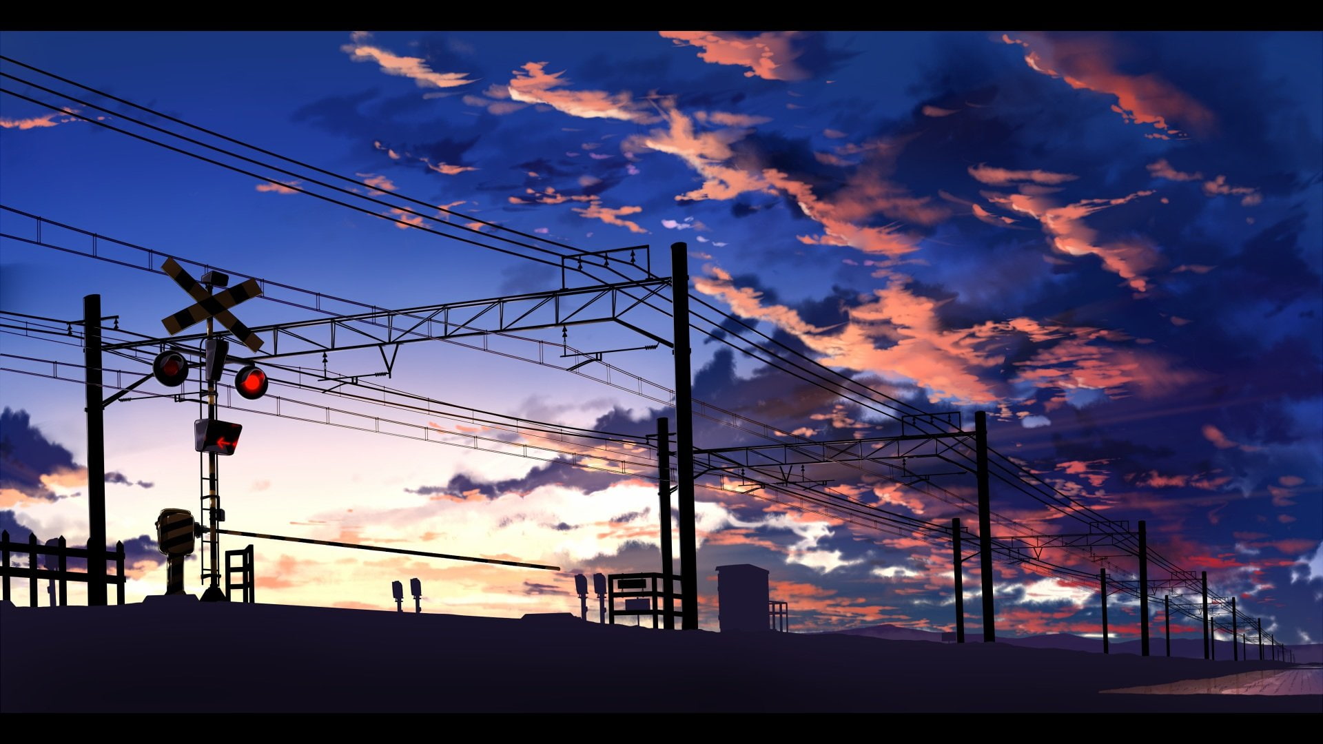 sky, original, 1080P, clouds, rito, sunset, akizuki, scenic, HD Wallpaper
