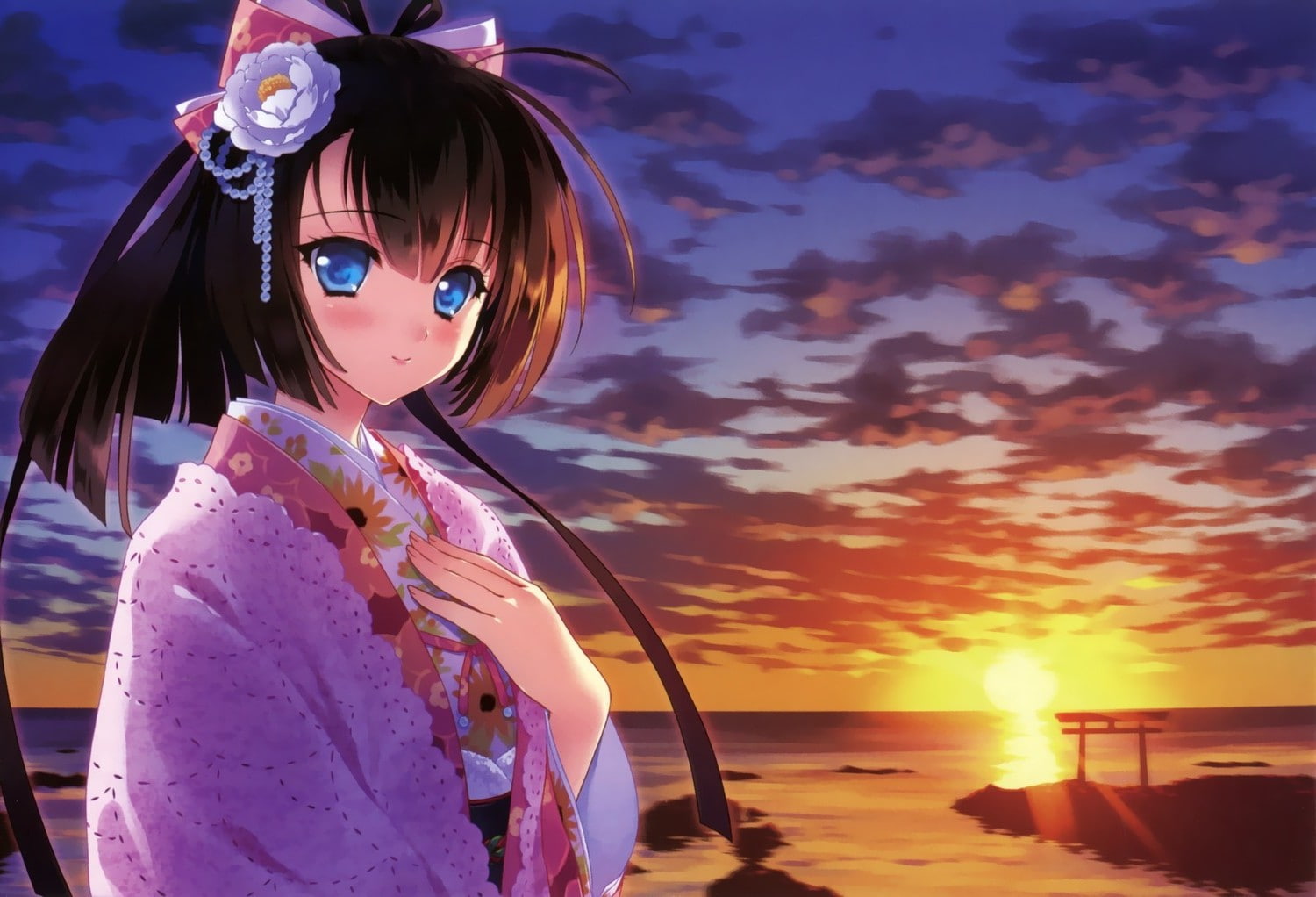 Akizuki (KanColle), Kantai Collection, Anime Girls, 720P, anime, kimono, HD Wallpaper