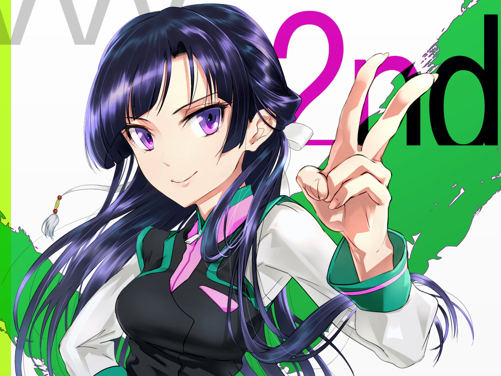 studio shot, Rukino Saki, purple eyes, looking at camera, beautiful woman, dyed hair, one person, fashion, adult, hairstyle, real people, multi colored, HD Wallpaper
