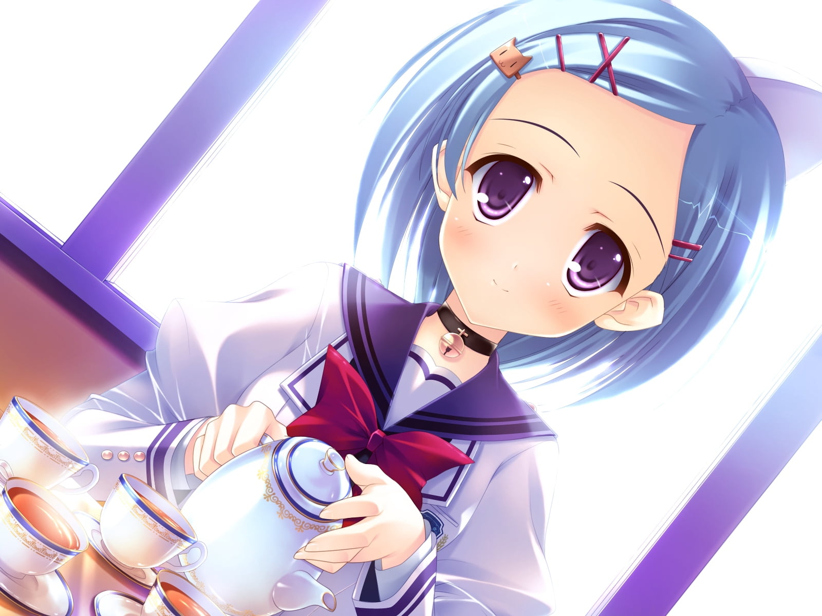 representation, character, smile, disguise, blue, women, technology, naruse mamoru, lifestyles, girl, adult, anime, 720P, purple, nanairo kouro, childhood, HD Wallpaper