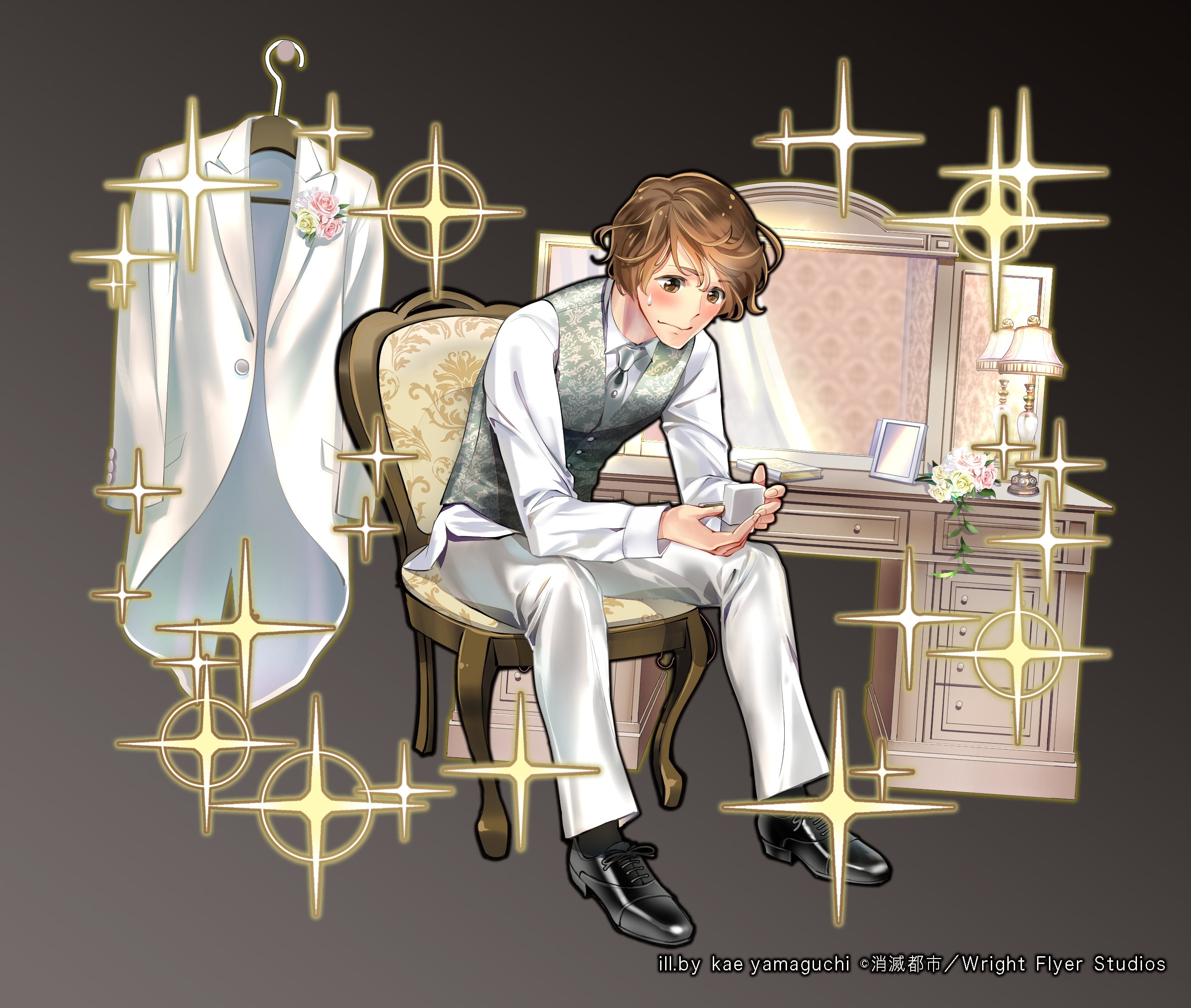 kae, chair, toshi), mamoru, toshi, 2K, wedding, (shoumetsu, sitting, mirror, shoumetsu, yamaguchi, HD Wallpaper