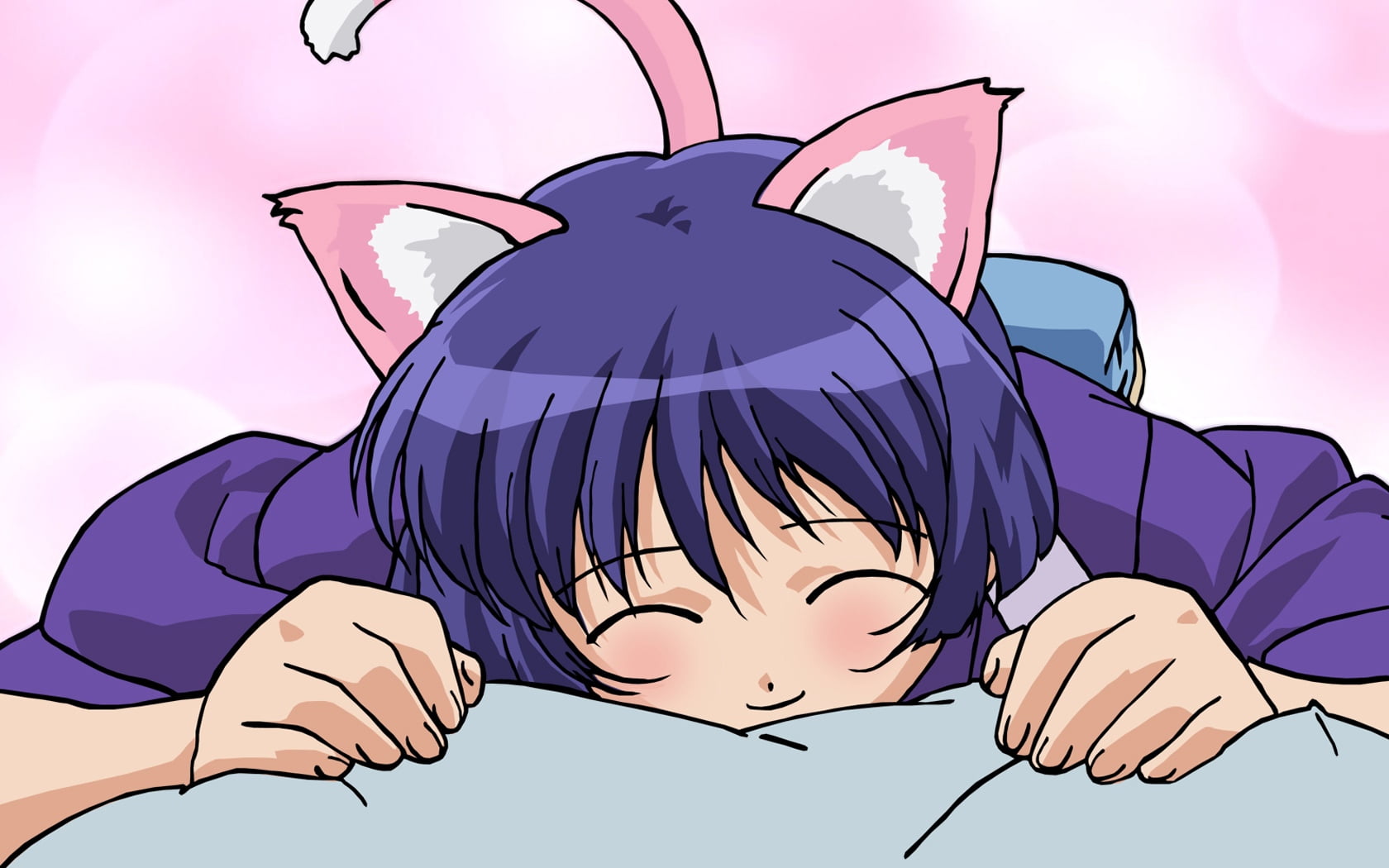 animal, ears, drawing - Art Product, nekomimi, child, representation, tail, art and craft, hair, purple, cute, close-up, day, 720P, creativity, woman, HD Wallpaper