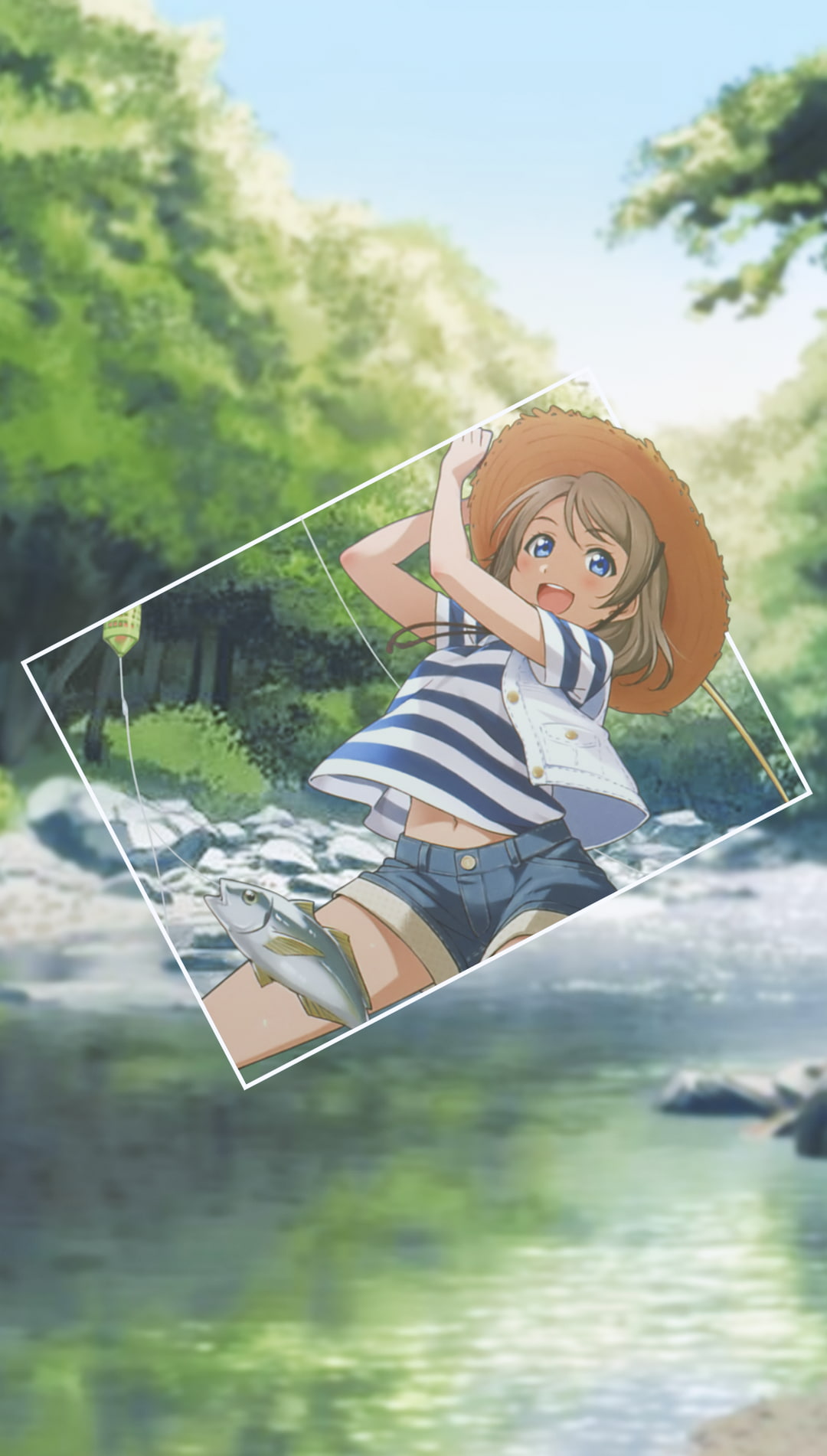 positive emotion, real people, Watanabe You, tree, excitement, joy, picture-in-picture, 720P, day, happiness, emotion, one person, outdoors, anime girls, Phone HD Wallpaper