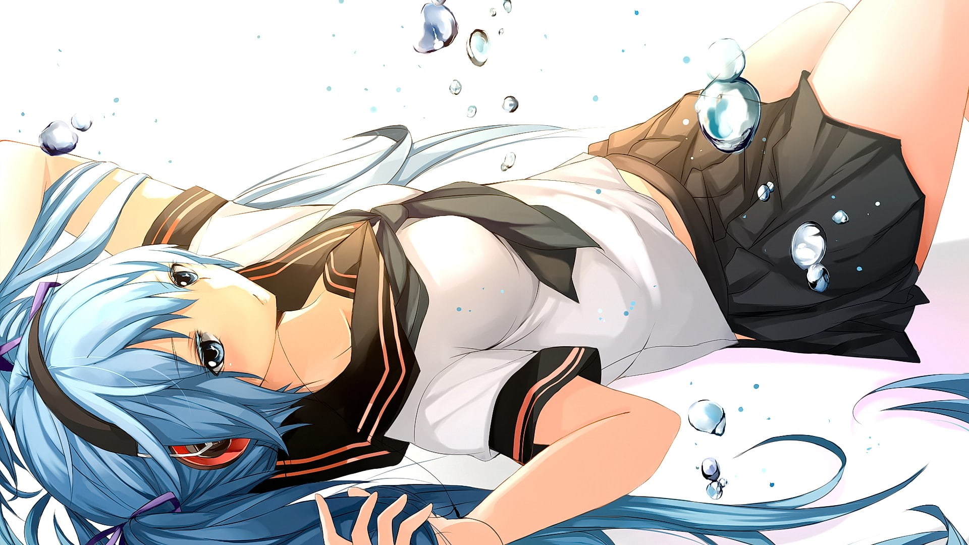 Hatsune Miku, headphones, Vocaloid, anime, 1080P, anime girls, eyes, long hair, HD Wallpaper