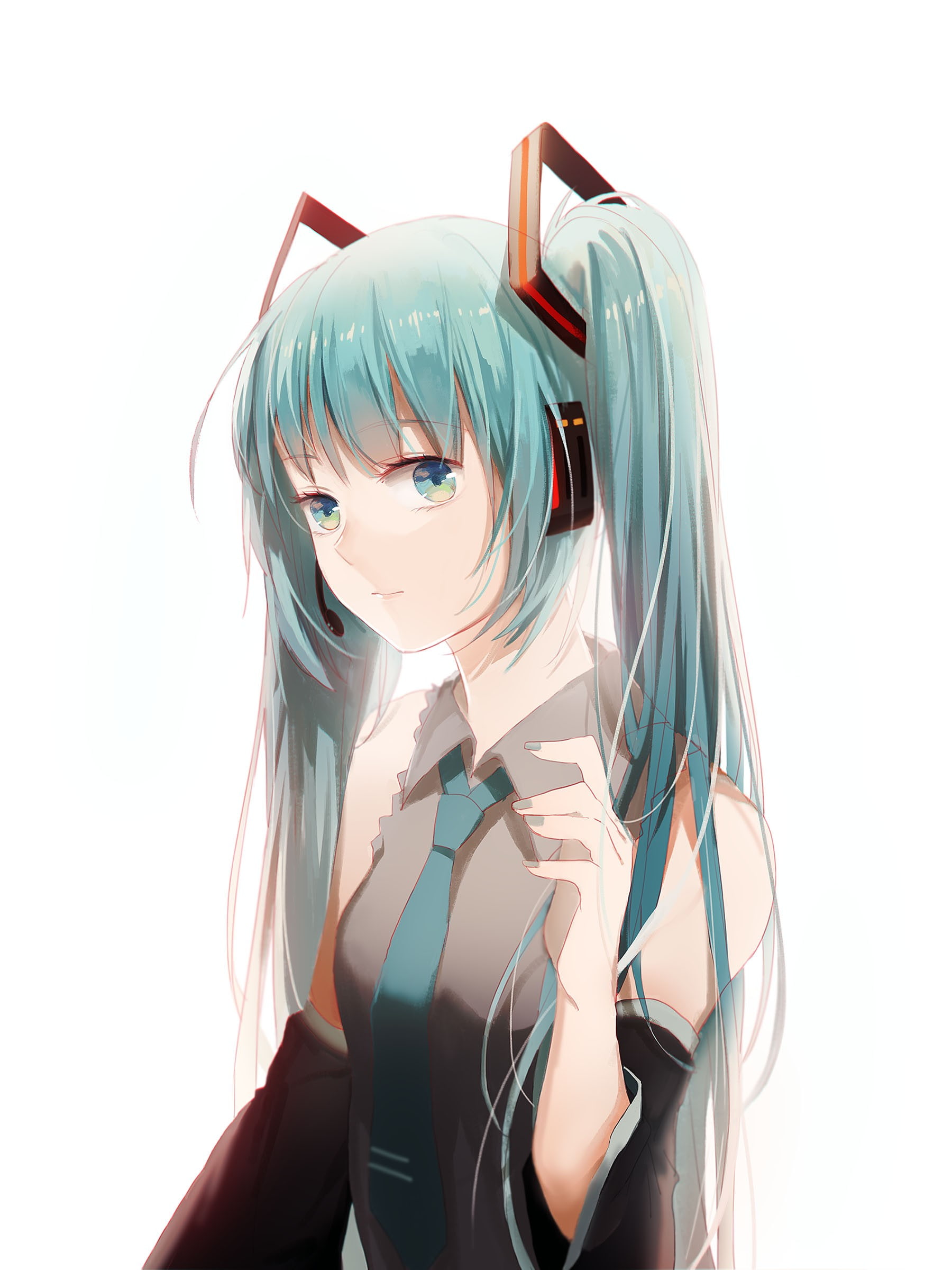 anime girls, headphones, 1080P, long hair, Vocaloid, blue hair, Hatsune Miku, anime, Phone HD Wallpaper
