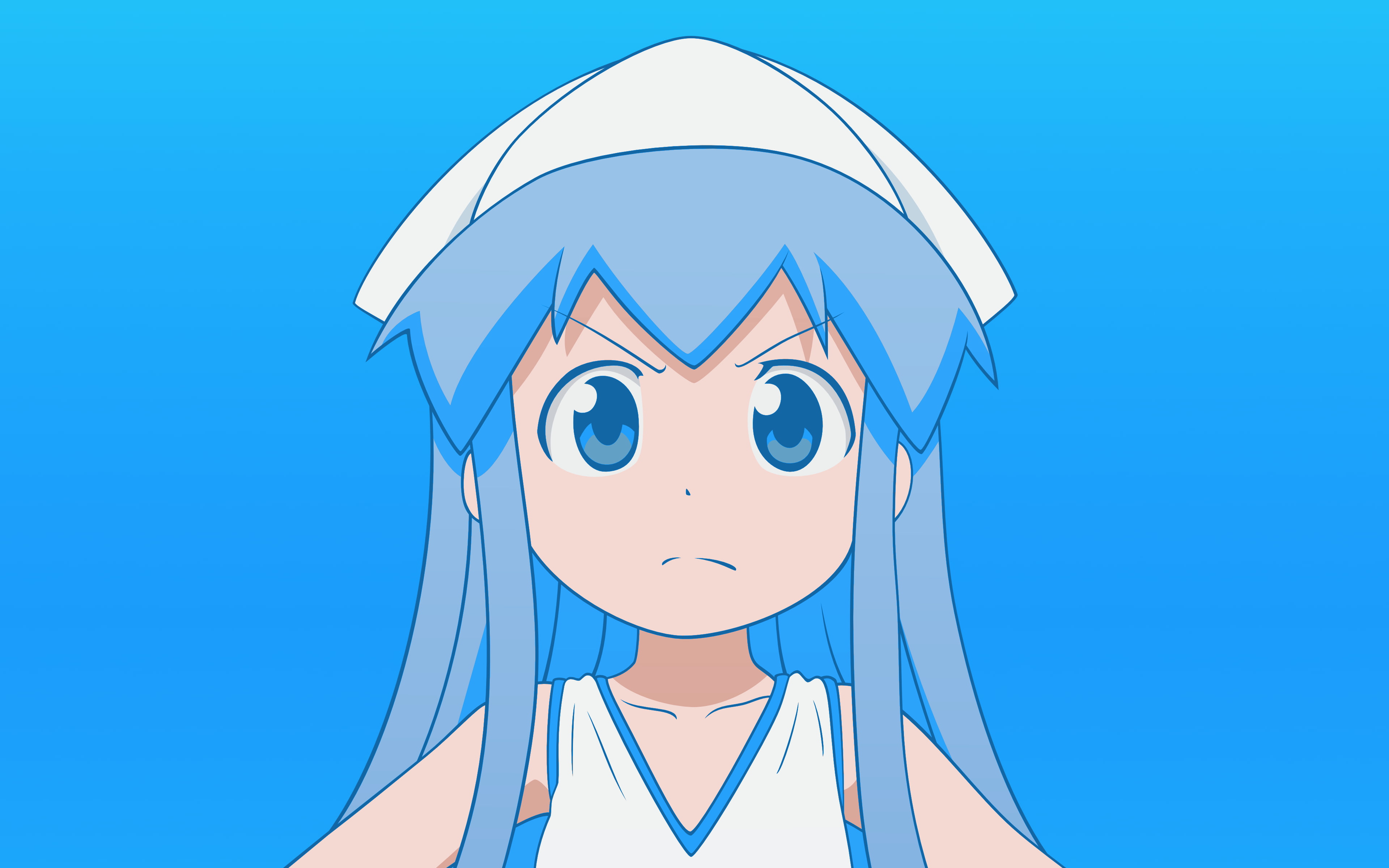 Shinryaku! Ika Musume, studio shot, creativity, fun, human body part, facial expression, sky, blue eyes, cut out, copy space, human face, anime, depression - sadness, HD Wallpaper
