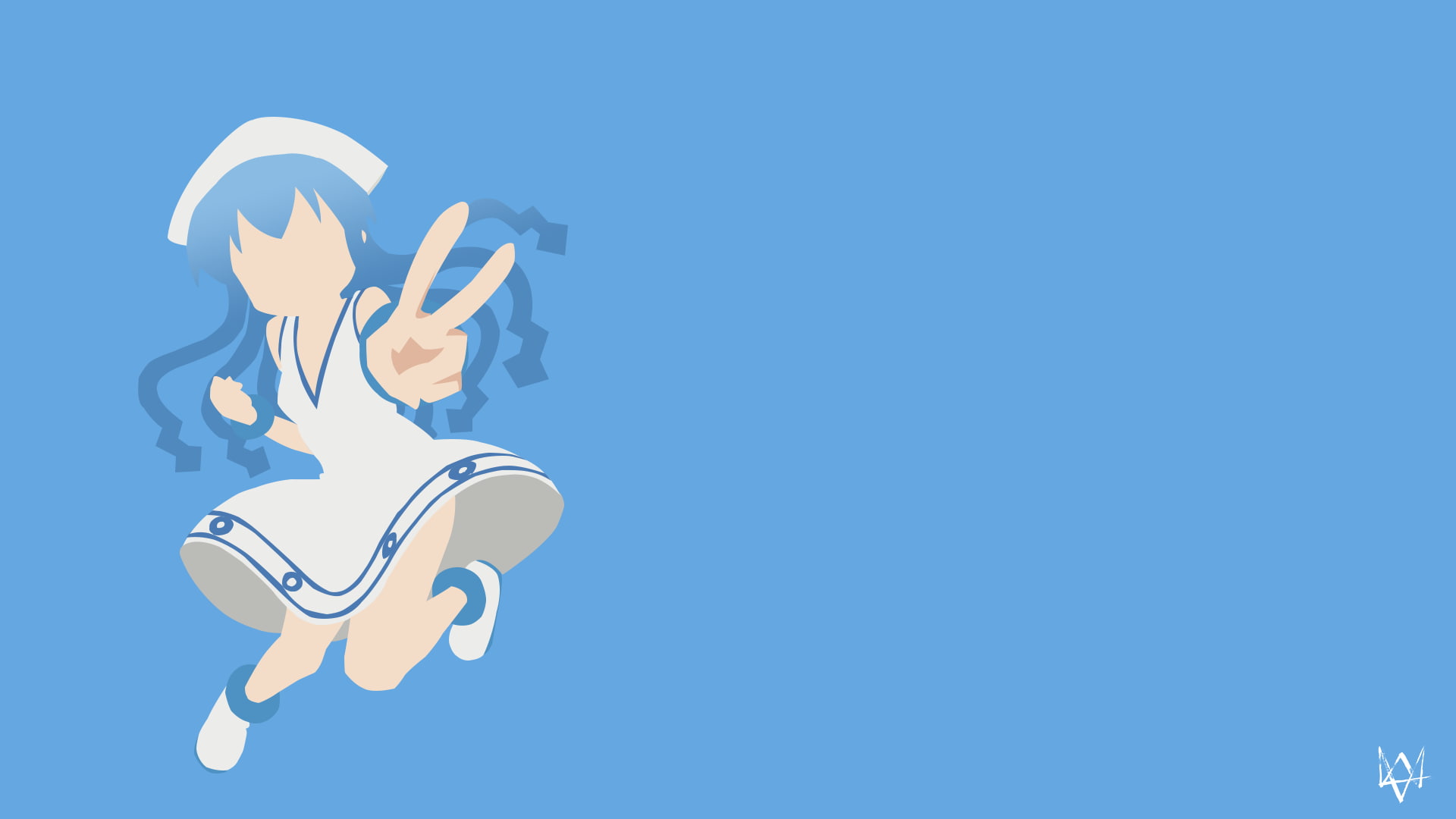 art and craft, communication, anime girls, Shinryaku! Ika Musume, no people, craft, music, outdoors, blue background, blue, copy space, creativity, 1080P, HD Wallpaper