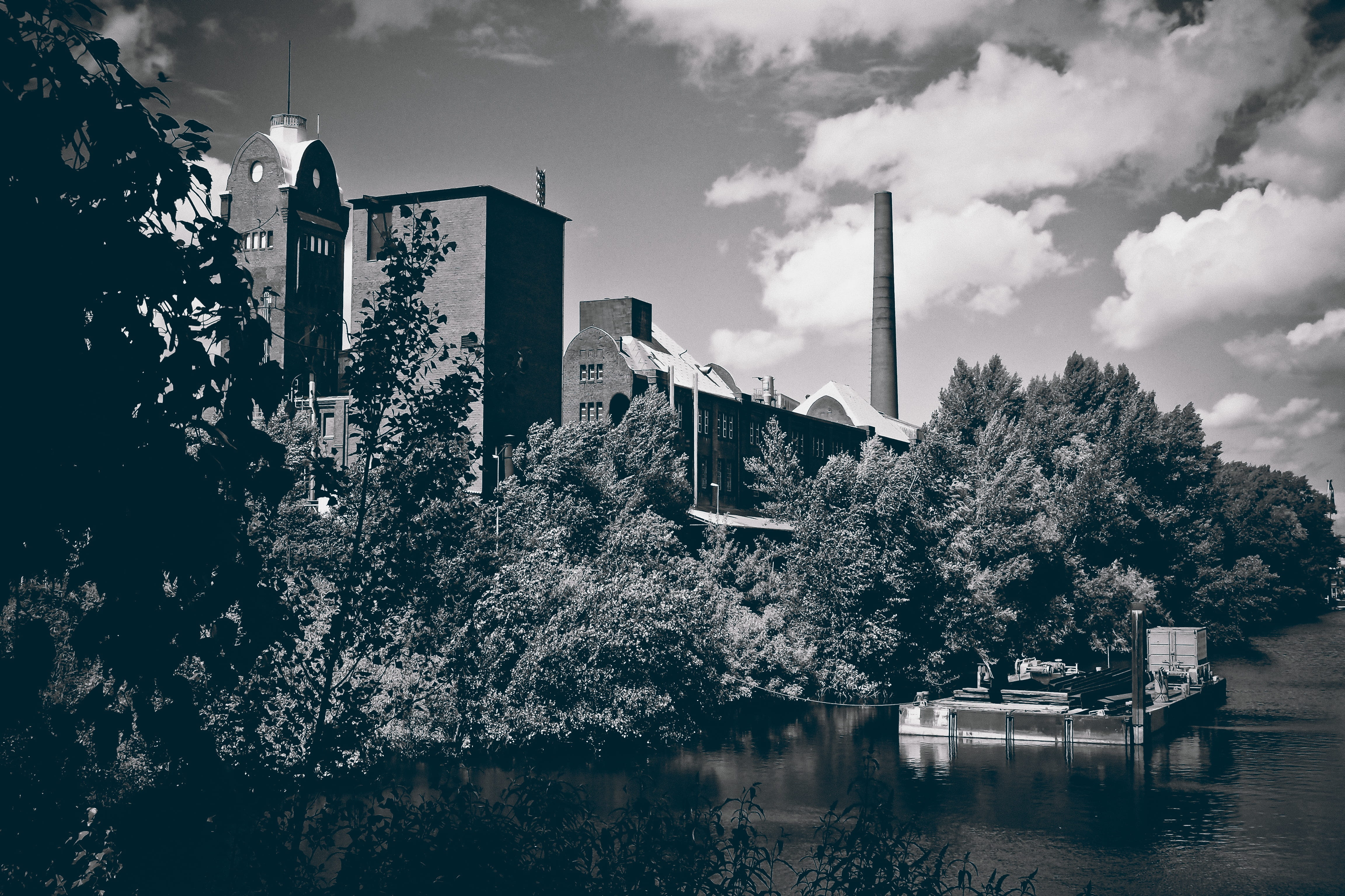plant, rhine, lost places, city, atmosphere, built structure, 4K, run down, water, river, industrial plant, dilapidated, architecture, house, no people, HD Wallpaper