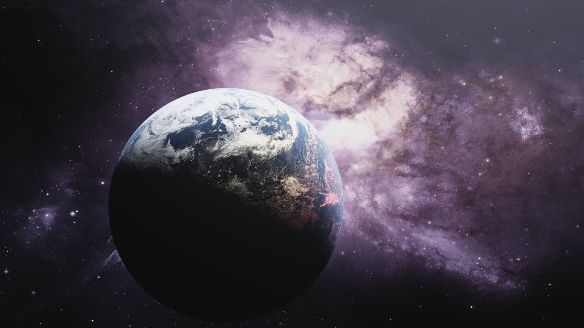 1080P, blue, planet earth, white, shape, milky way, science, beauty in nature, silhouette, land, cloud - sky, topography, galaxy, environment, satellite view, HD Wallpaper