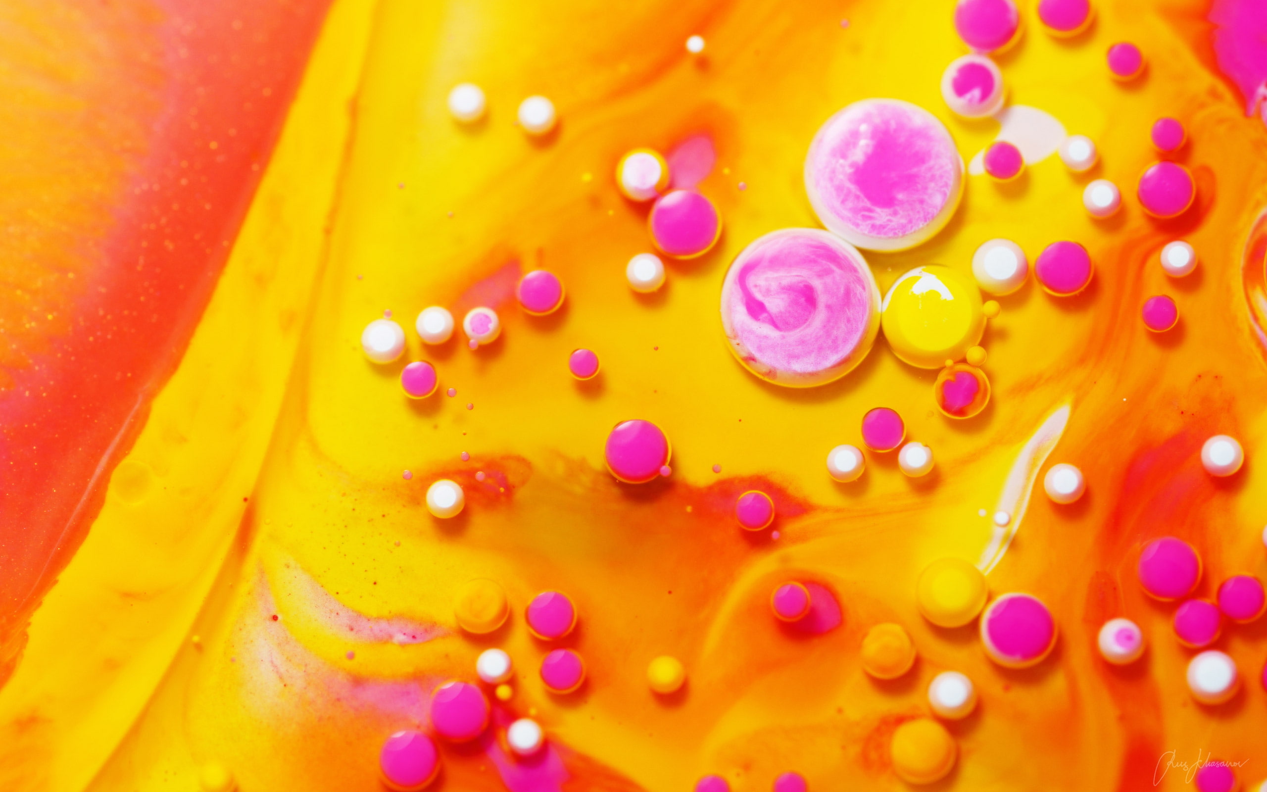 Fluidic, Yellow, Goodies, Pink, 2K, HD Wallpaper