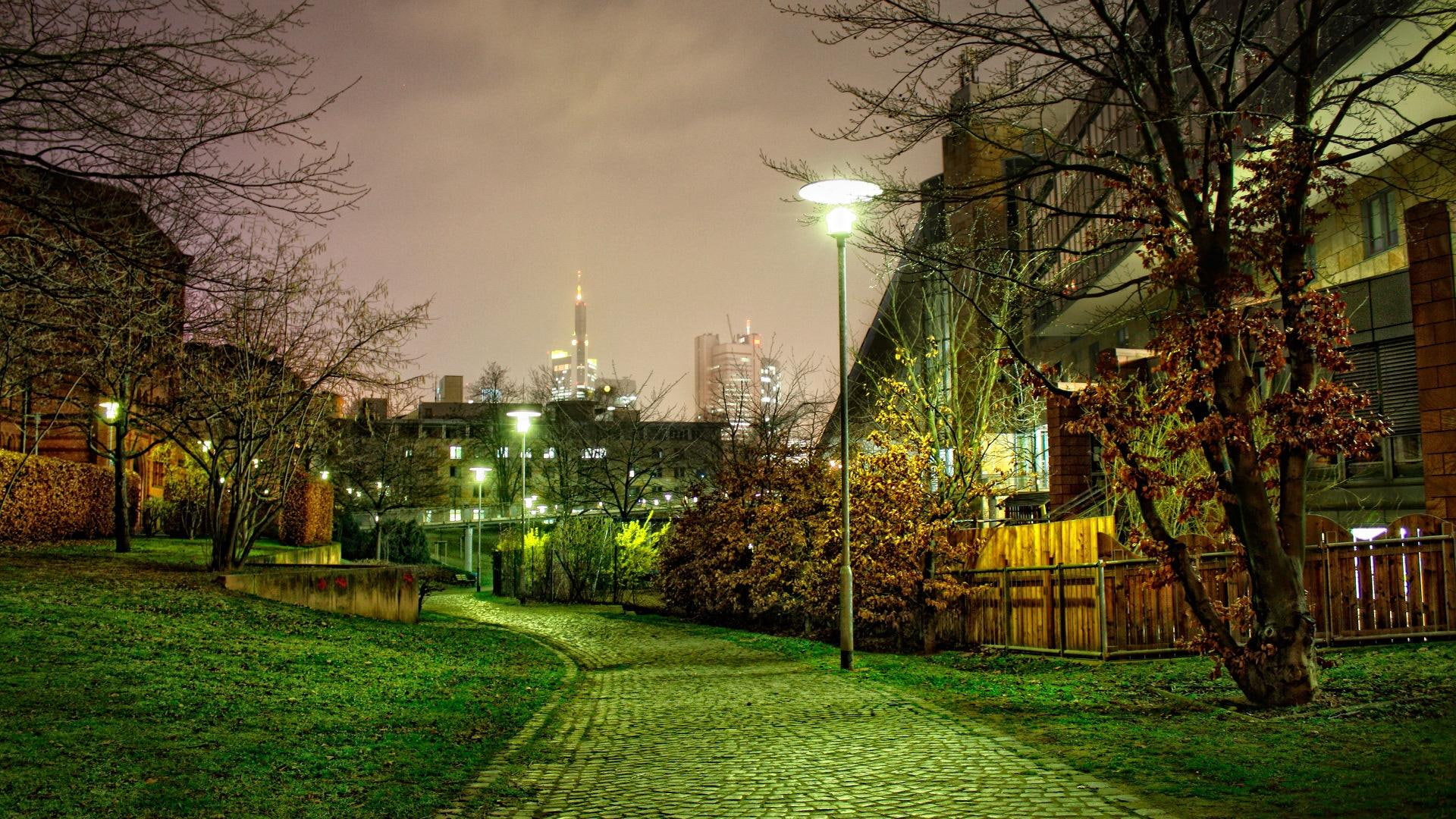 light, away, far, city, grey, pathway, 1920x1080, road, tree, concrete, house, 1080P, view, world, fence, HD Wallpaper
