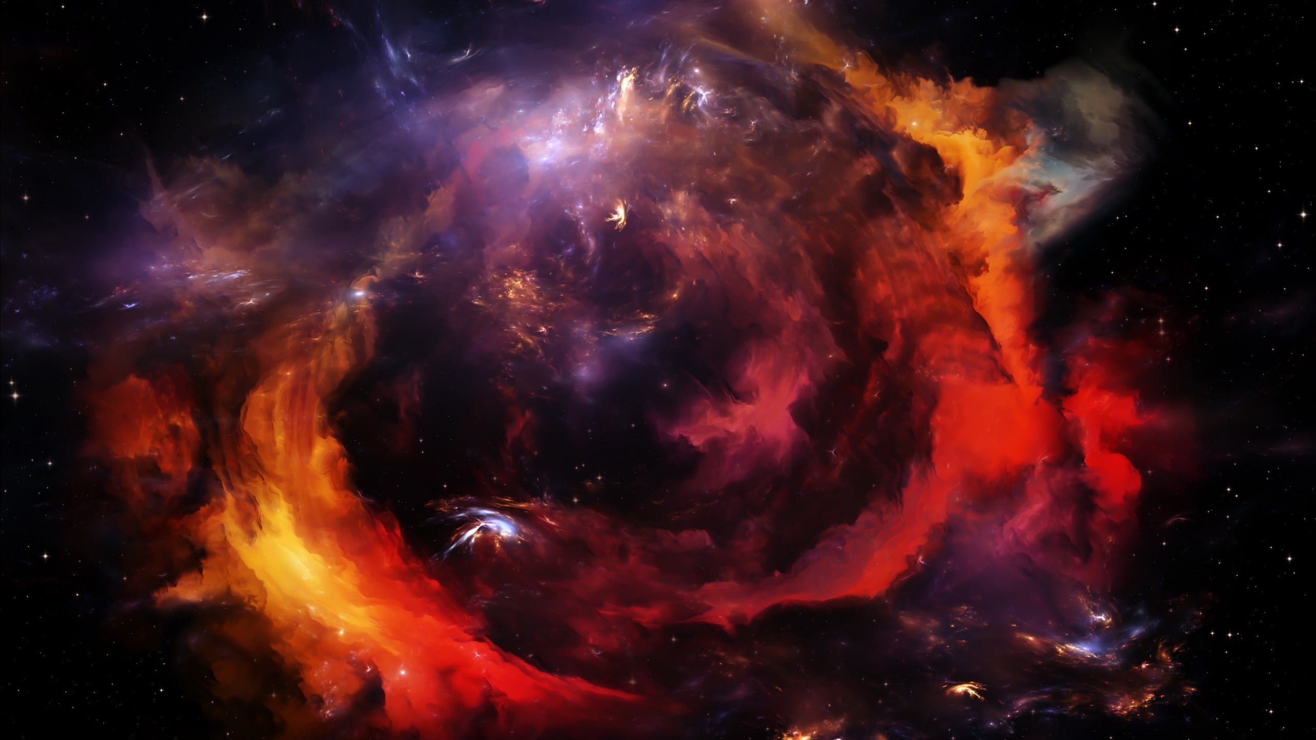 flame, backgrounds, purple, motion, space, no people, 2K, hell, night, beauty in nature, red, fire, star - space, glowing, black background, abstract, HD Wallpaper