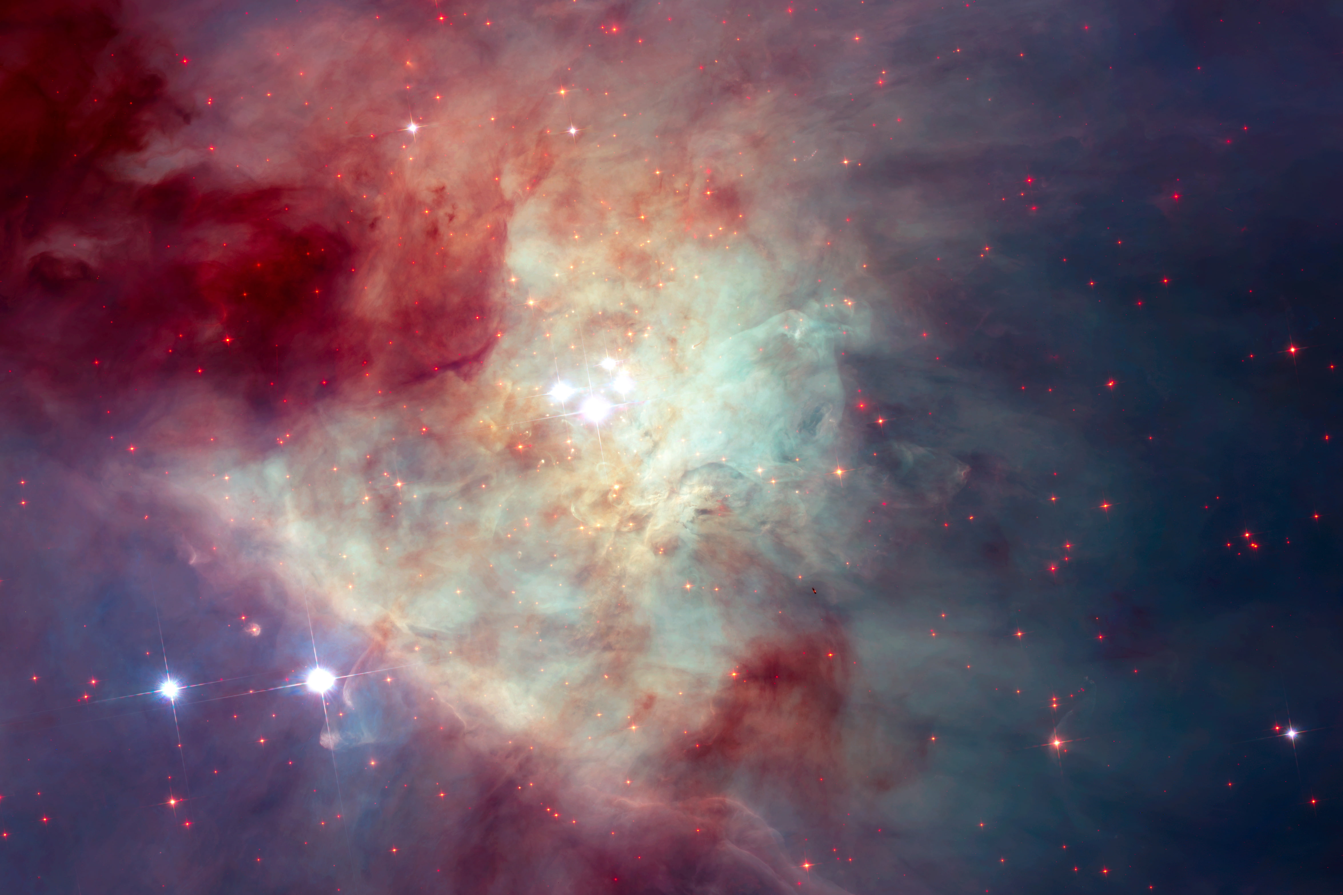 Kleinmann-Low nebula, Stars, red, Hubble Space Telescope, 4K, blue, illustration, Orion Nebula complex, 4K, clouds, HD Wallpaper