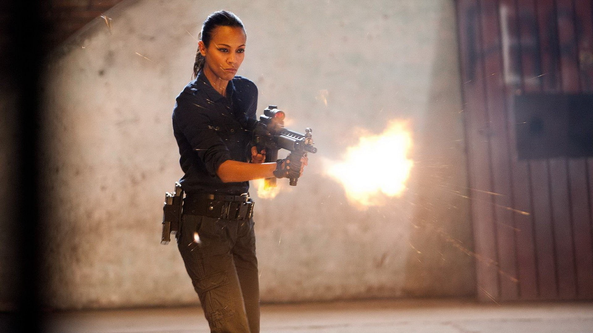 1080P, weapons, zoe, movies, saldana, girls, females, colombiana, guns, fire, actress, women, HD Wallpaper