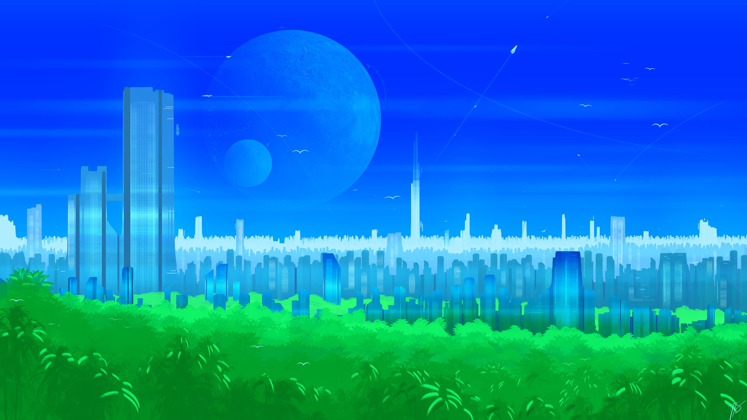 2K, cityscape, JoeyJazz, science fiction, futuristic, HD Wallpaper