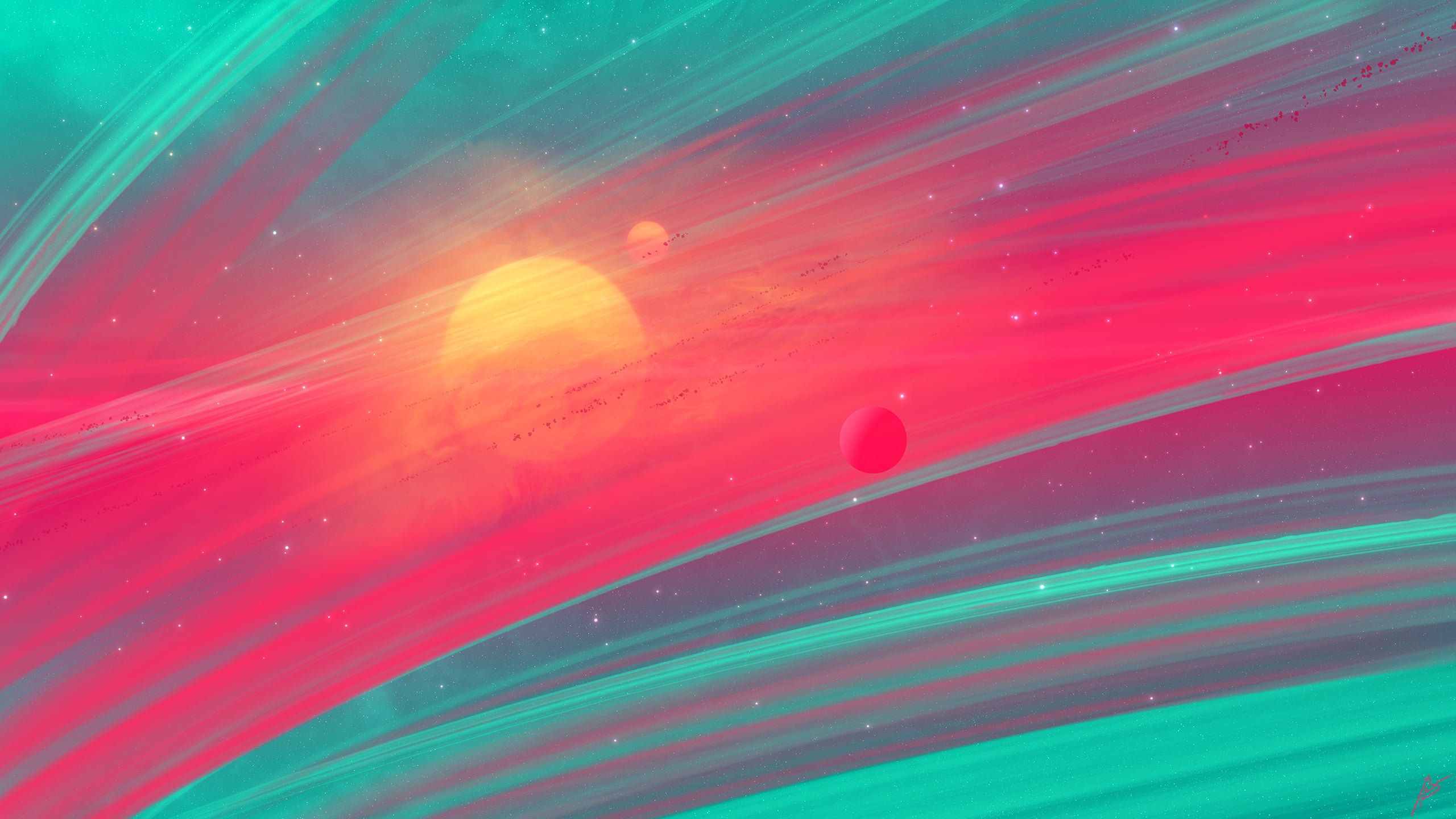 colorful, JoeyJazz, nebula, 2K, space art, HD Wallpaper
