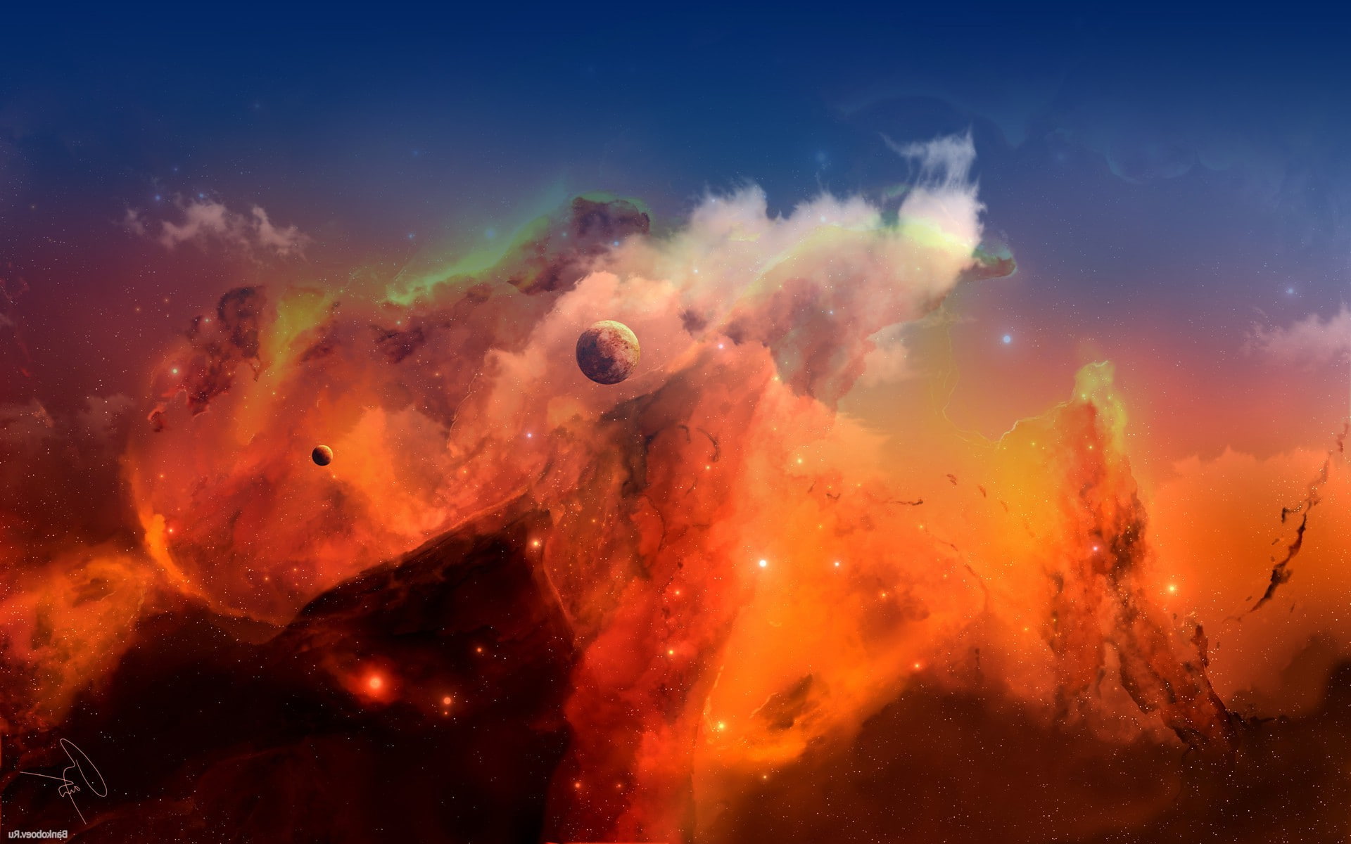 star - space, night, destruction, glowing, beauty in nature, abstract, animal wildlife, nature, multi colored, orange color, animal themes, cloud - sky, HD Wallpaper