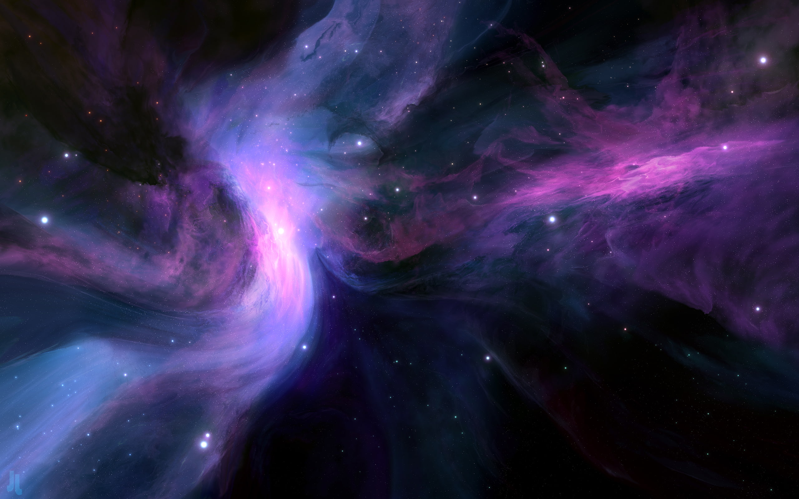 backgrounds, glowing, stars, galaxy, Space Art, nature, full frame, abstract, purple, multi colored, astronomy, close-up, digital art, JoeyJazz, star - space, HD Wallpaper