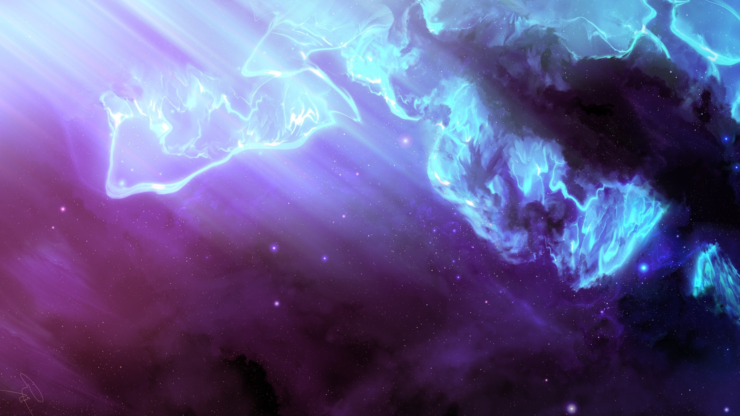 sea, beauty in nature, water, 2K, dark, no people, nature, panoramic, geology, stars, astronomy, backgrounds, purple, science, sky, space, JoeyJazz, blue, HD Wallpaper