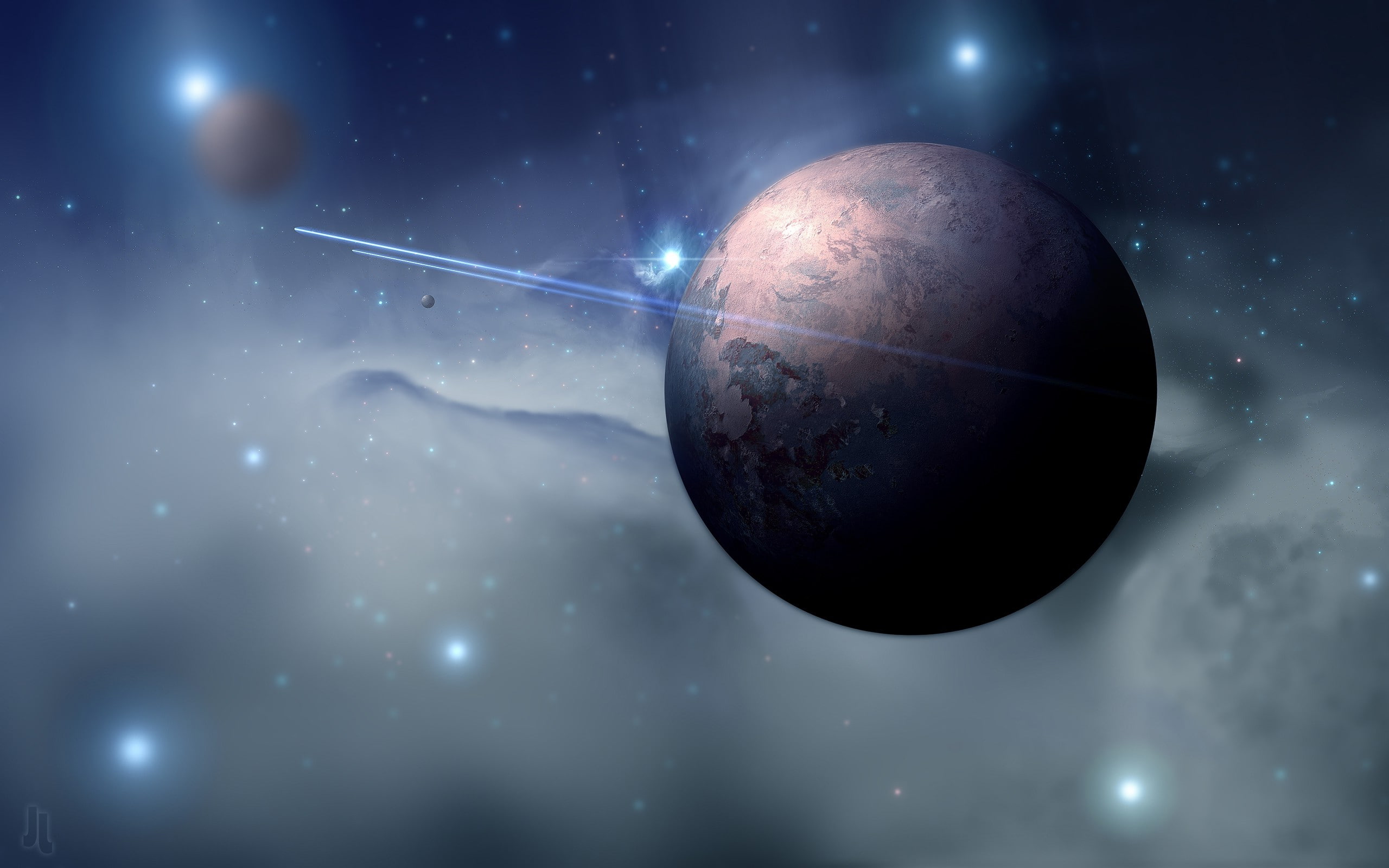 planet - space, close-up, lens flare, astronomy, 2K, ball, eclipse, outdoors, planet, science, no people, star - space, Space Art, light - natural phenomenon, HD Wallpaper