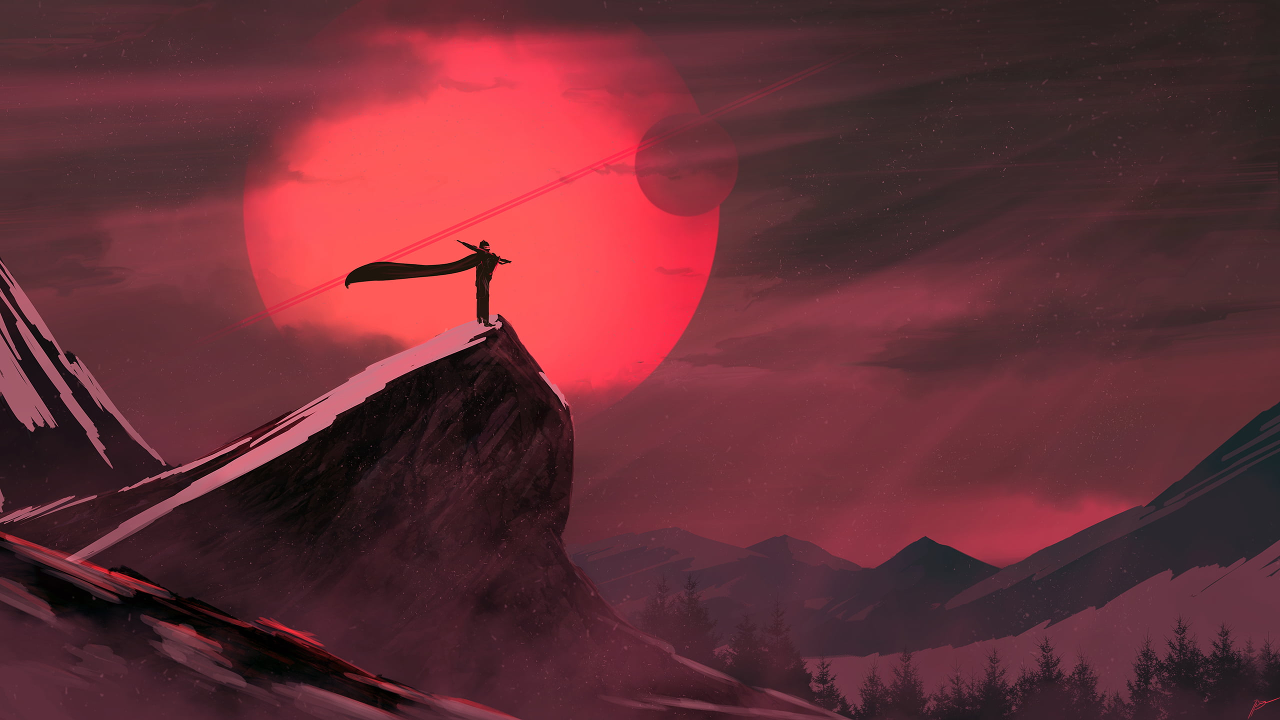 2K, JoeyJazz, red, science fiction, HD Wallpaper