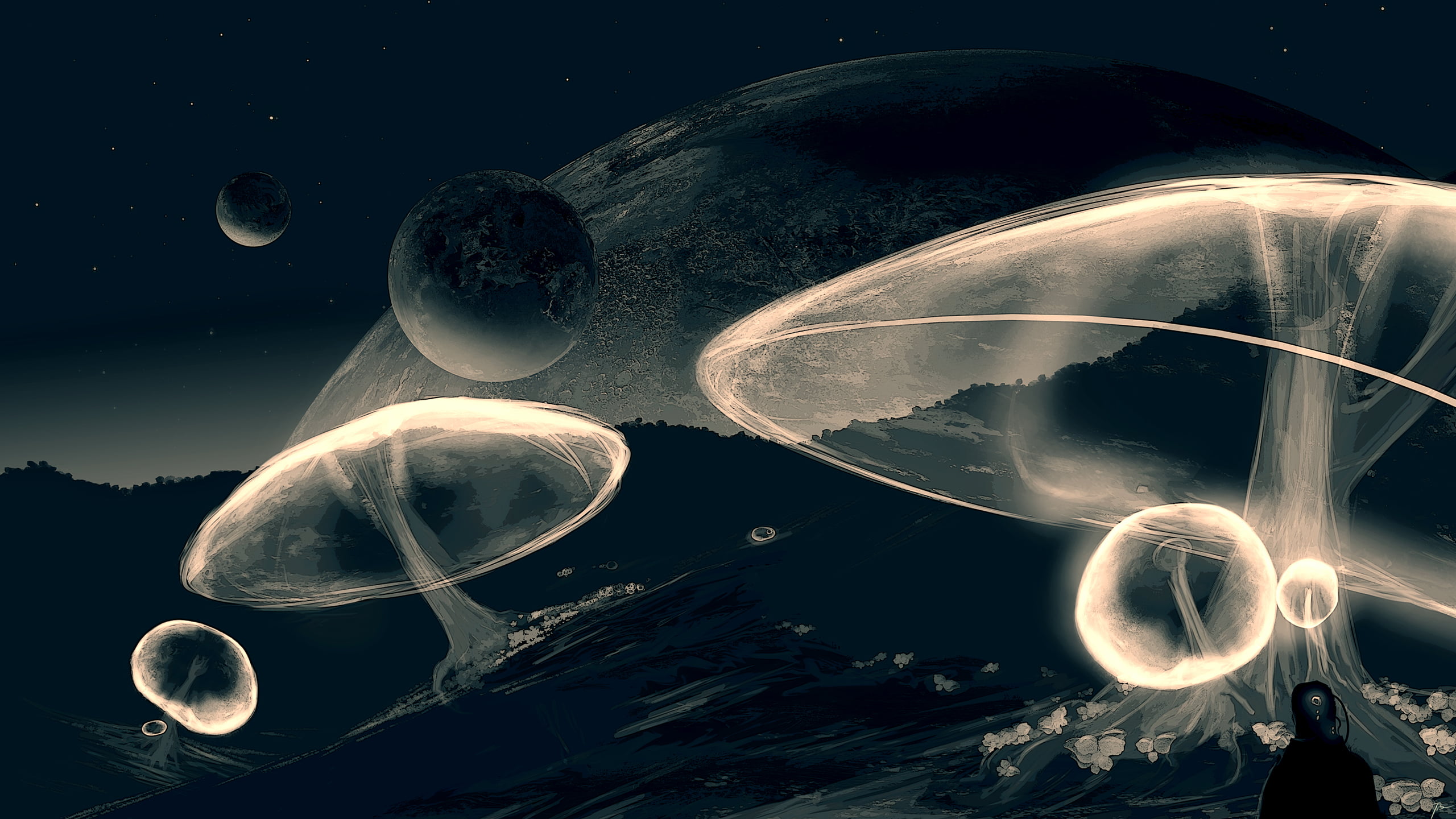JoeyJazz, mushroom, dark, 2K, science fiction, space art, HD Wallpaper