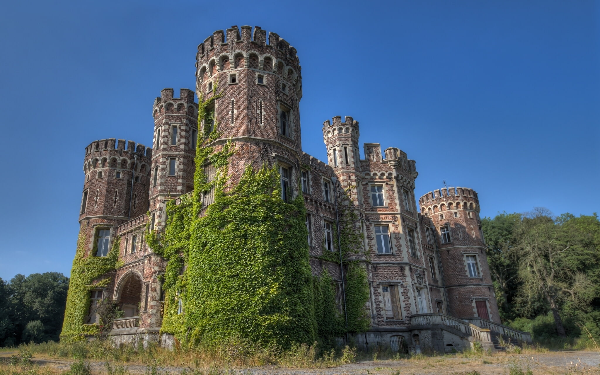1080P, Belgium, vintage, Chateau De La Foret, castle, HD Wallpaper