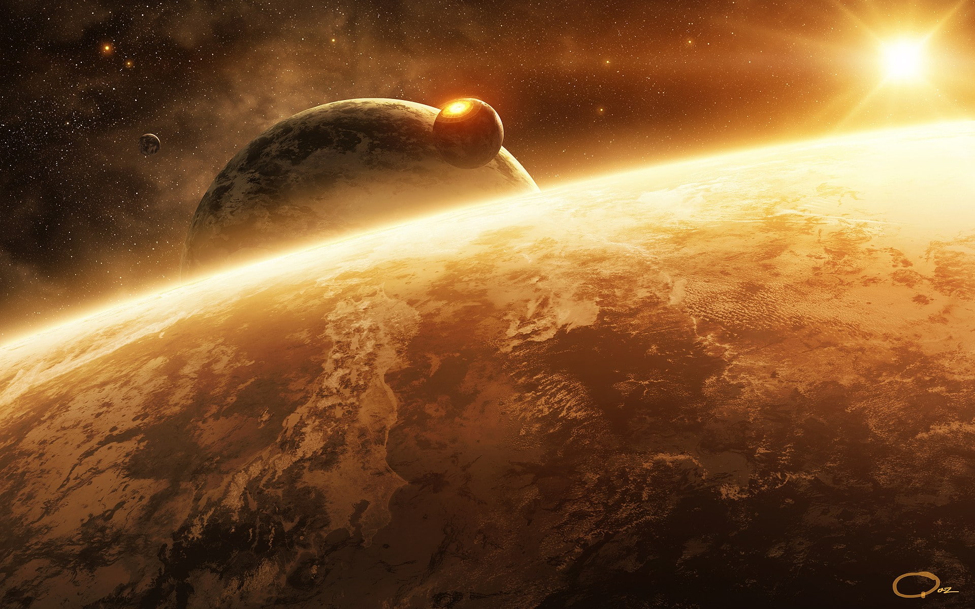 Sun, 1080P, space art, planet, space, QAuZ, HD Wallpaper