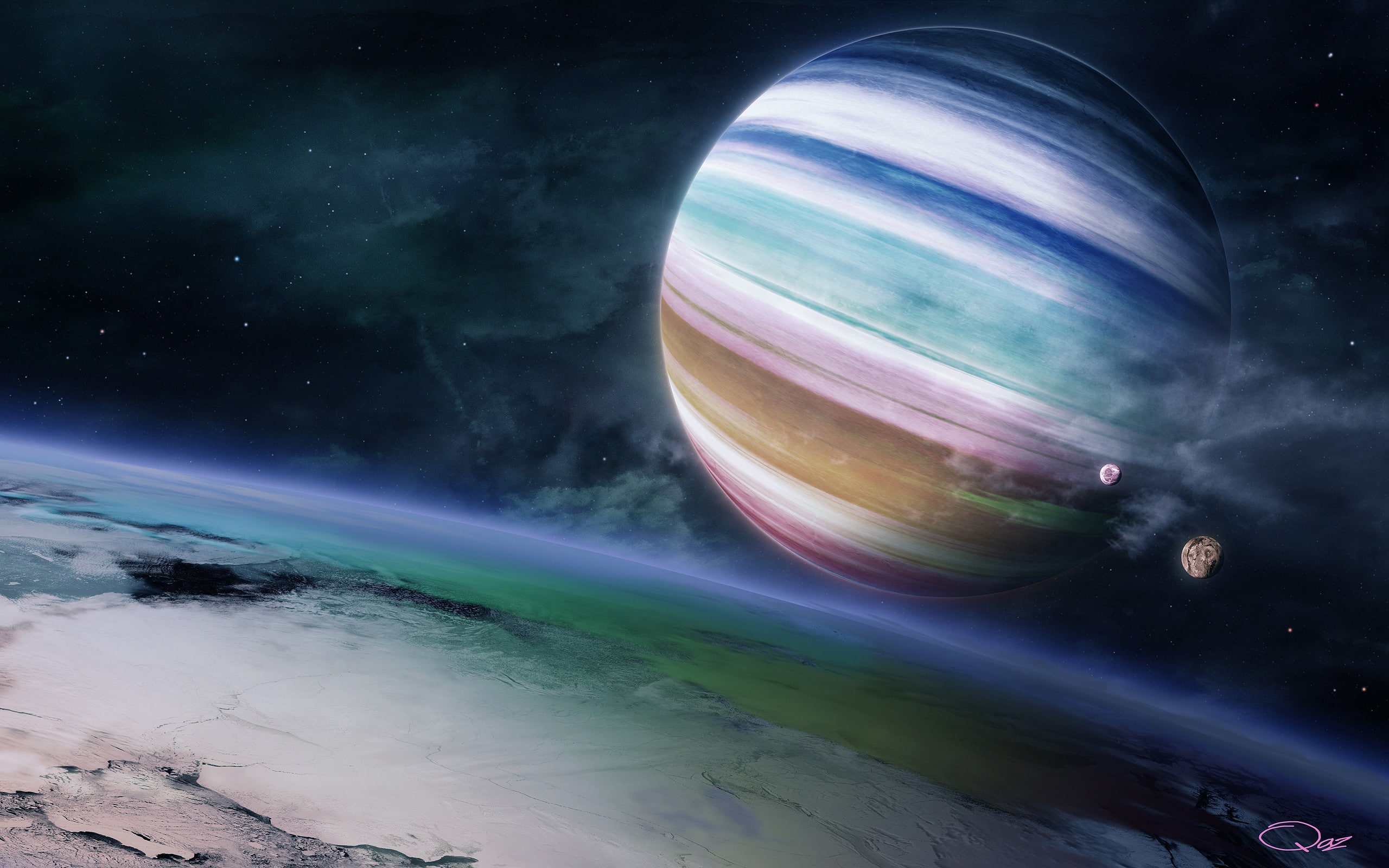 digital art, space art, QAuZ, planet, space, 2K, HD Wallpaper