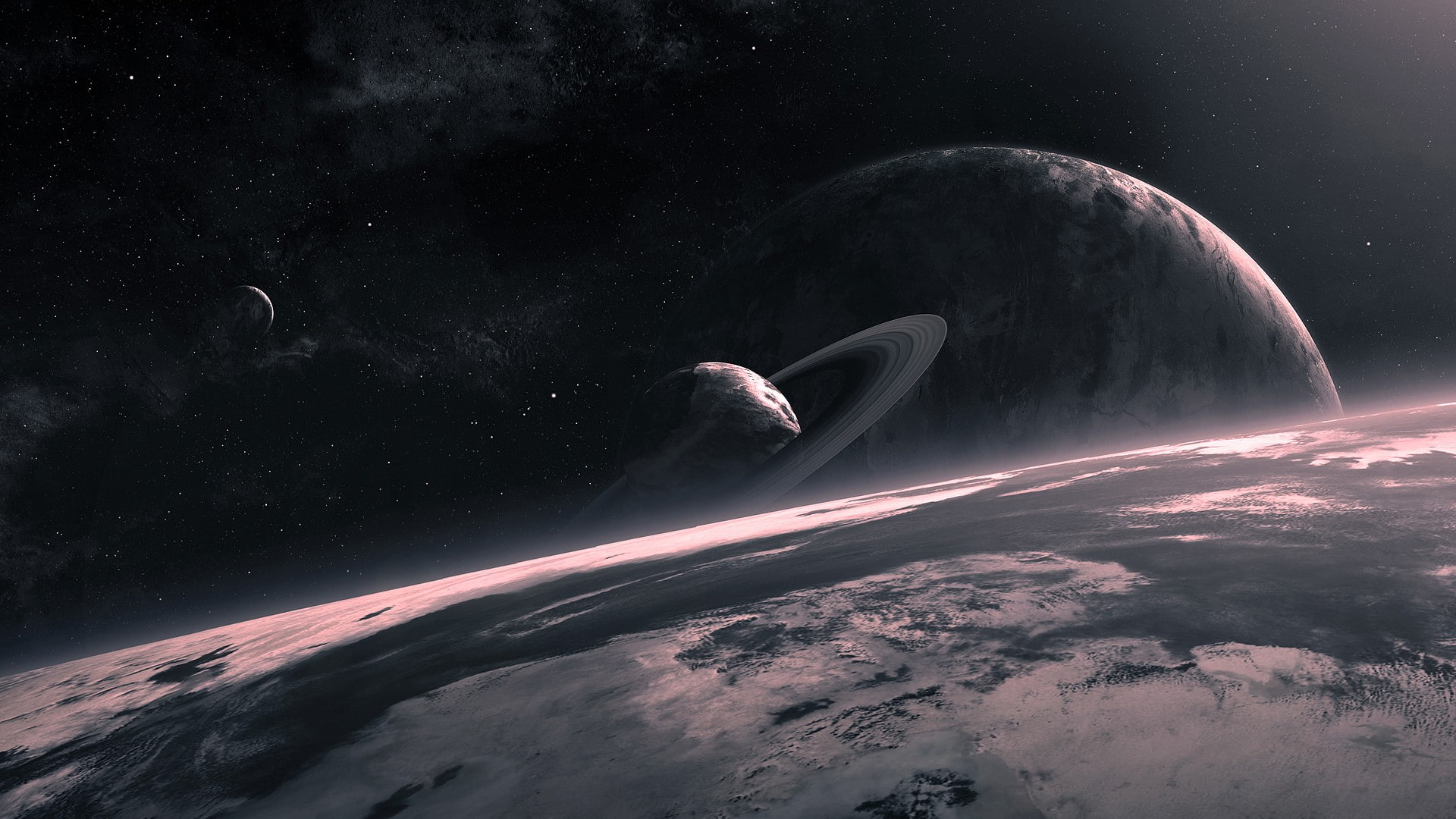 planetary rings, planet, 1080P, QAuZ, space, space art, HD Wallpaper