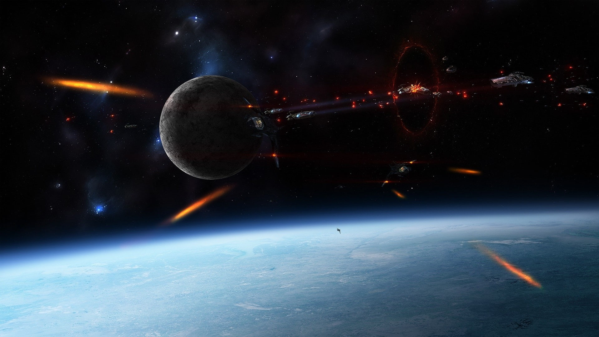 1080P, aircraft, Space, outer space, art, war, outer, hd, qauz, HD Wallpaper