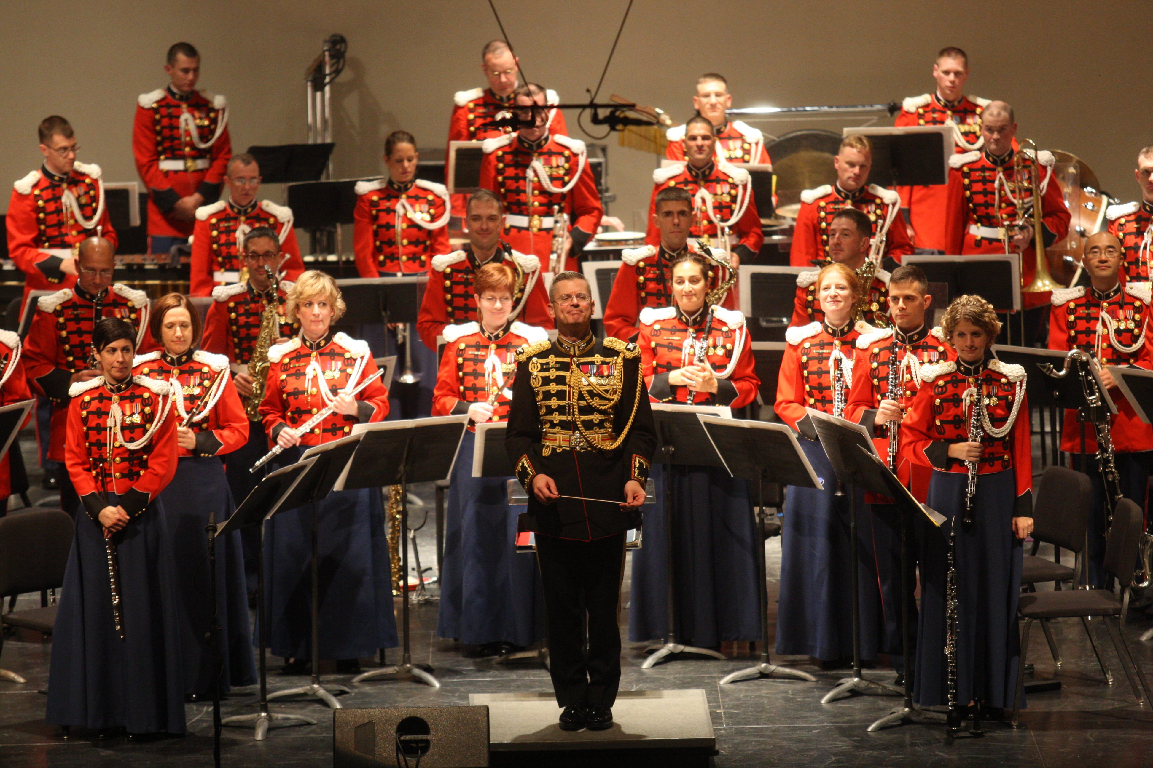 people, concert, music, holding, architecture, real people, uniform, lifestyles, musicians, orchestra, instrument, military orchestra, stage, crowd, leisure activity, HD Wallpaper