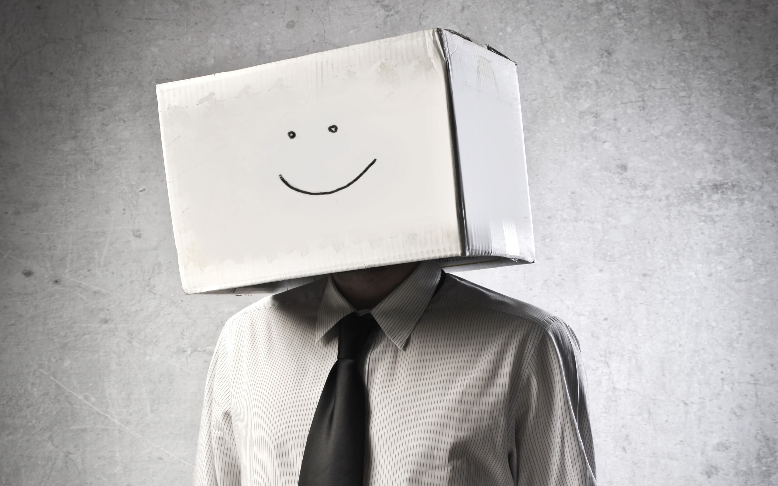 humor, face, monochrome, smiley, box, 2K, HD Wallpaper
