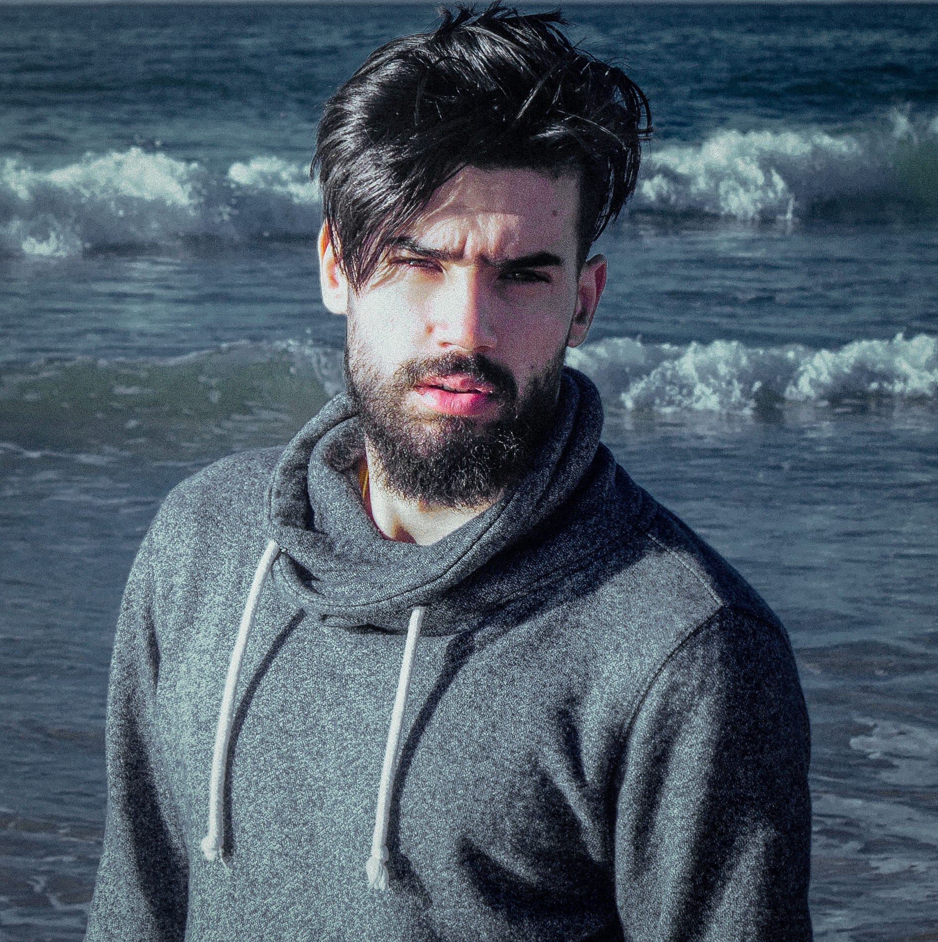 young adult, nature, warm clothing, beauty, eyes, looking at camera, front view, sea, leisure activity, boy, facial hair, beard, morocco, real people, young men, Phone HD Wallpaper