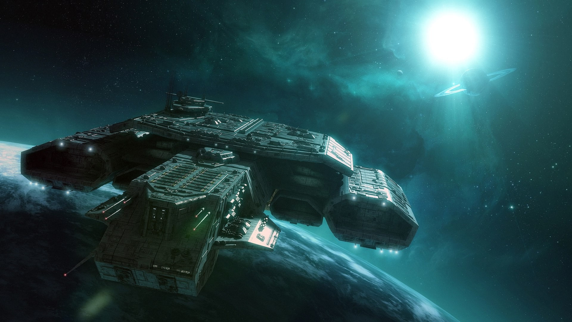 night, spaceship, smog, futuristic, Stargate, sky, travel, arts culture and entertainment, science, nature, architecture, pollution, star - space, transportation, HD Wallpaper