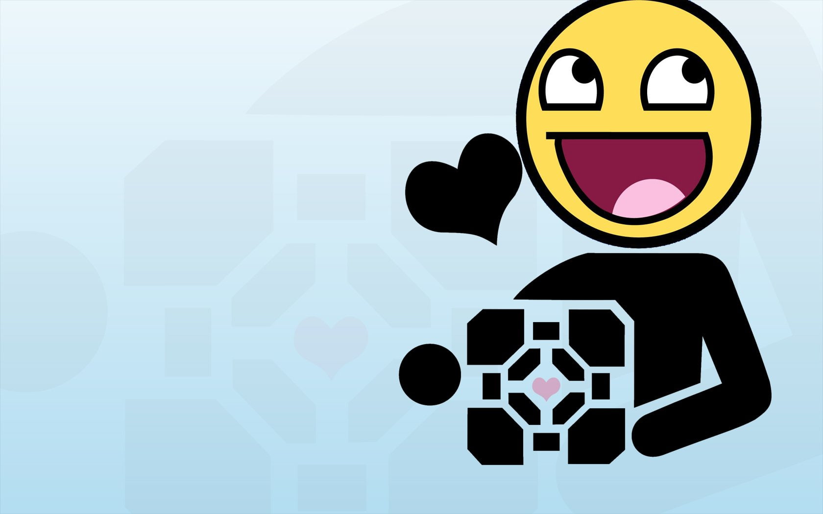 software, awesome, portal, meme, aperture, cube, steam, 720P, companion, funny, laboratories, face, HD Wallpaper