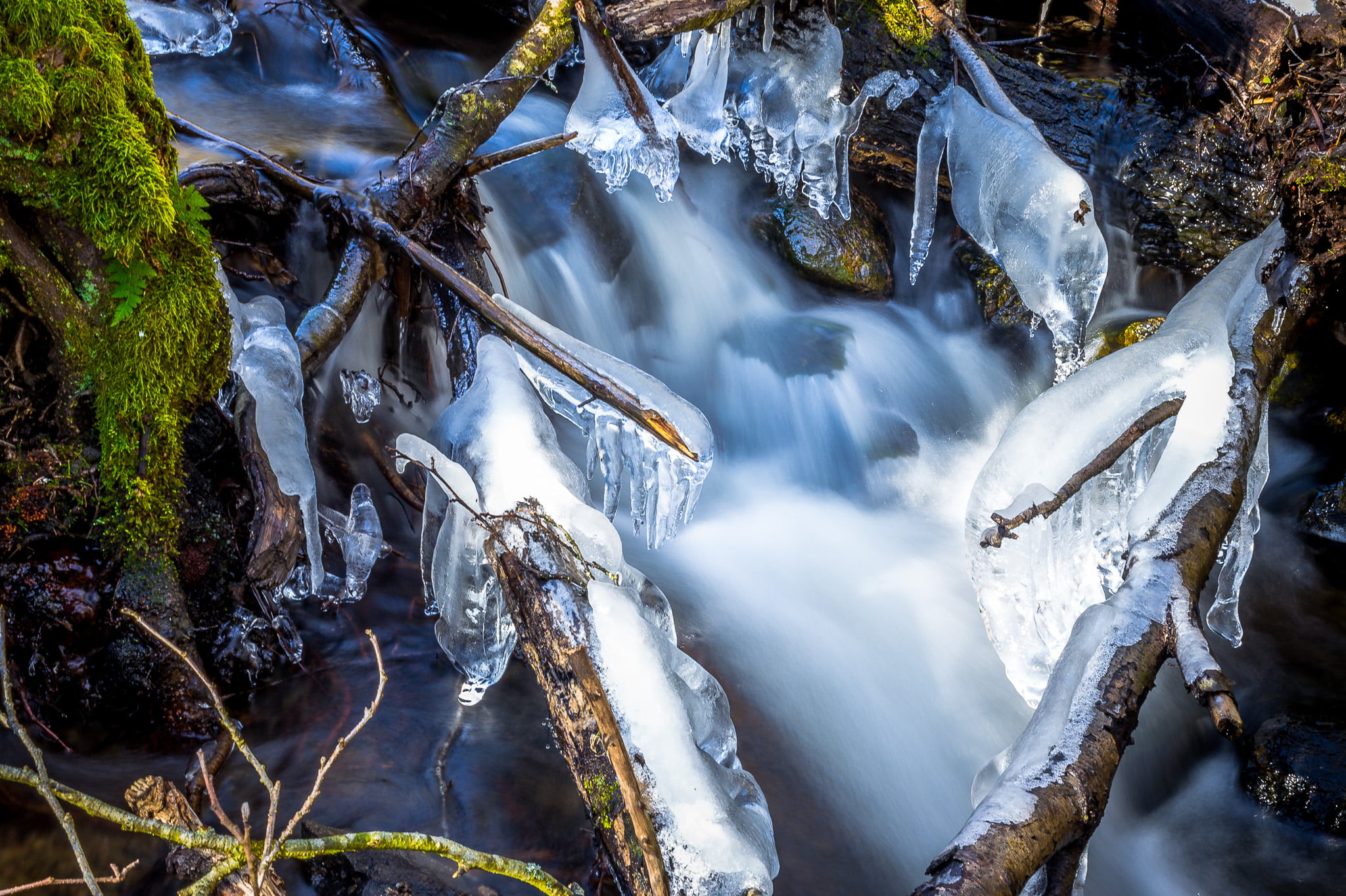 forest, waterfalls, vinter, adobe, sverige, natur, water, inside, 1080P, nature, outdoors, tystberga, scenics, träd, hdr, lightroom, long exposure, stream, HD Wallpaper