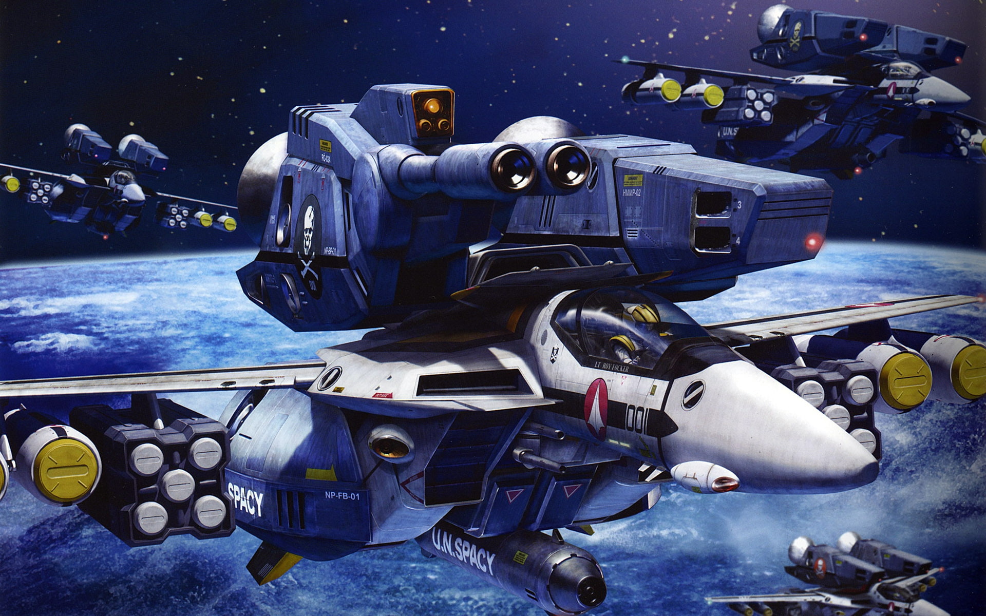 art, 1080P, VF-1S, Space, Macross, Earth, mecha, anime, battle, hd, final, HD Wallpaper