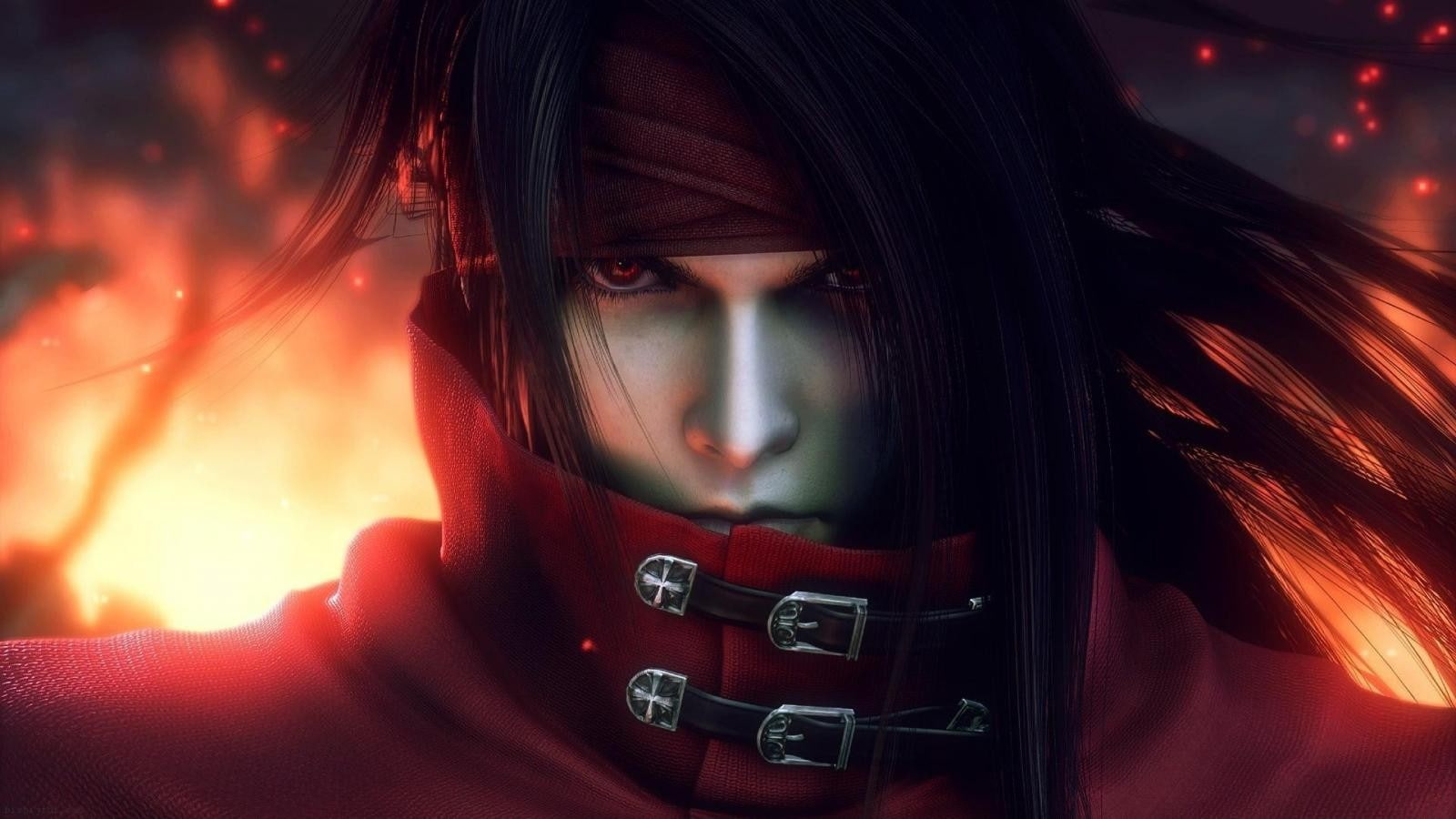 720P, Final Fantasy VII, red eyes, black hair, anime boys, anime, HD Wallpaper