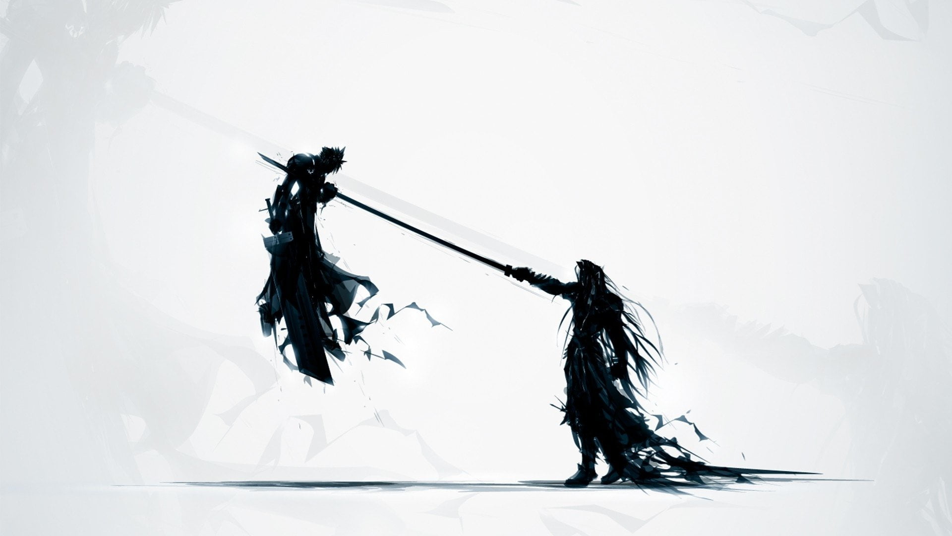 indoors, people, studio shot, hair, strife, Sephiroth (Final Fantasy), white color, long hair, adult, Cloud, 1080P, Final Fantasy VII: Advent Children, HD Wallpaper