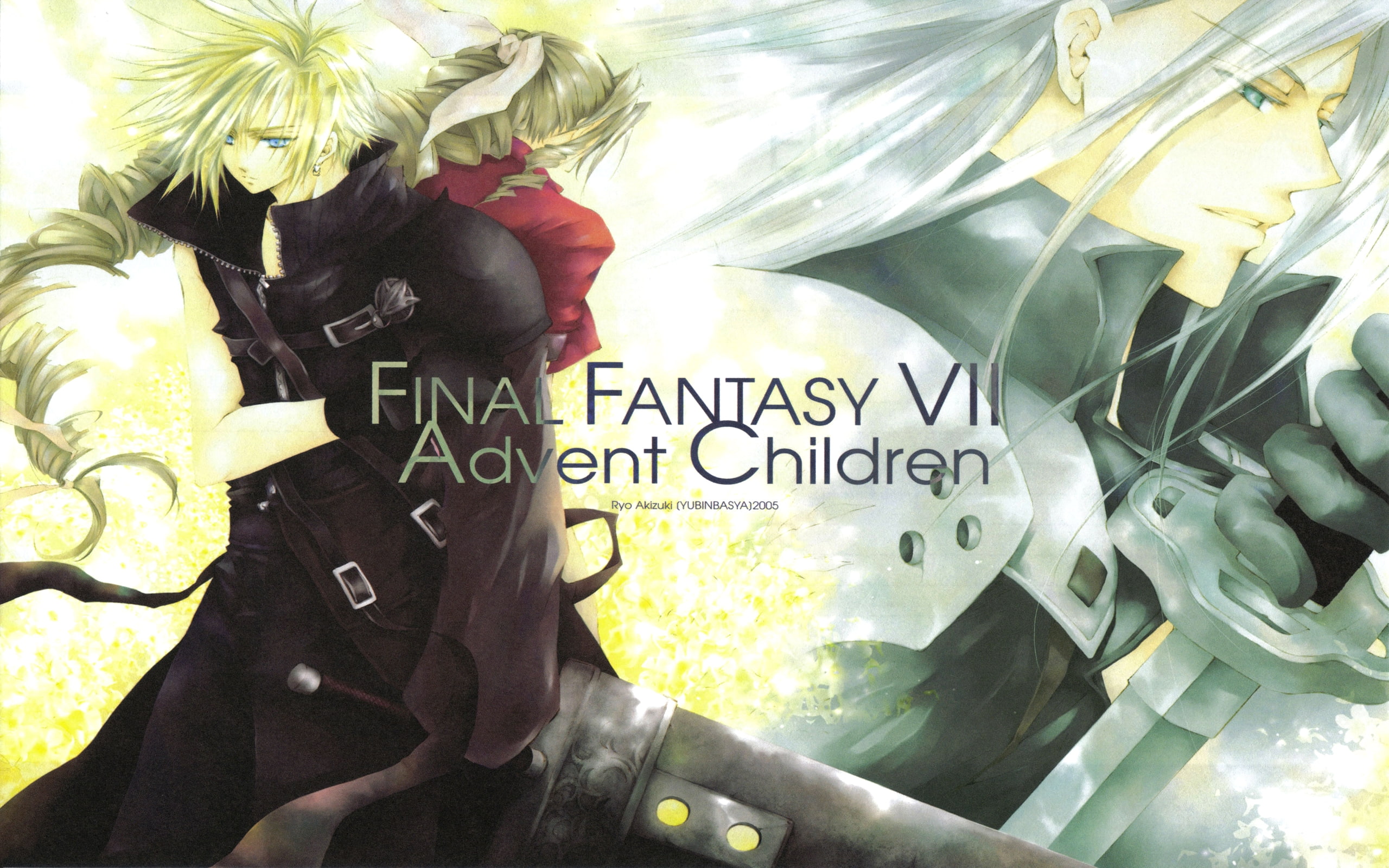 hd, final fantasy advent children, ffvii, aerith, fantasy, Final Fantasy, art, advent, sephiroth, cloud, final, children, 2K, anime, HD Wallpaper