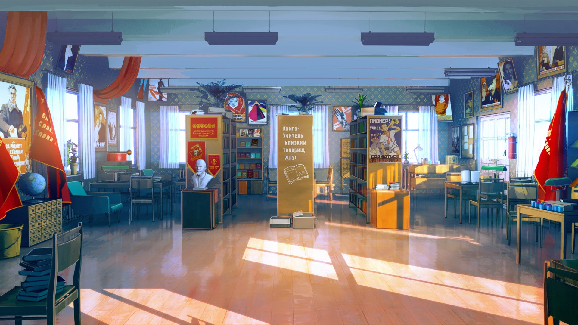 literature, library, chair, Everlasting Summer, morning, 1080P, HD Wallpaper