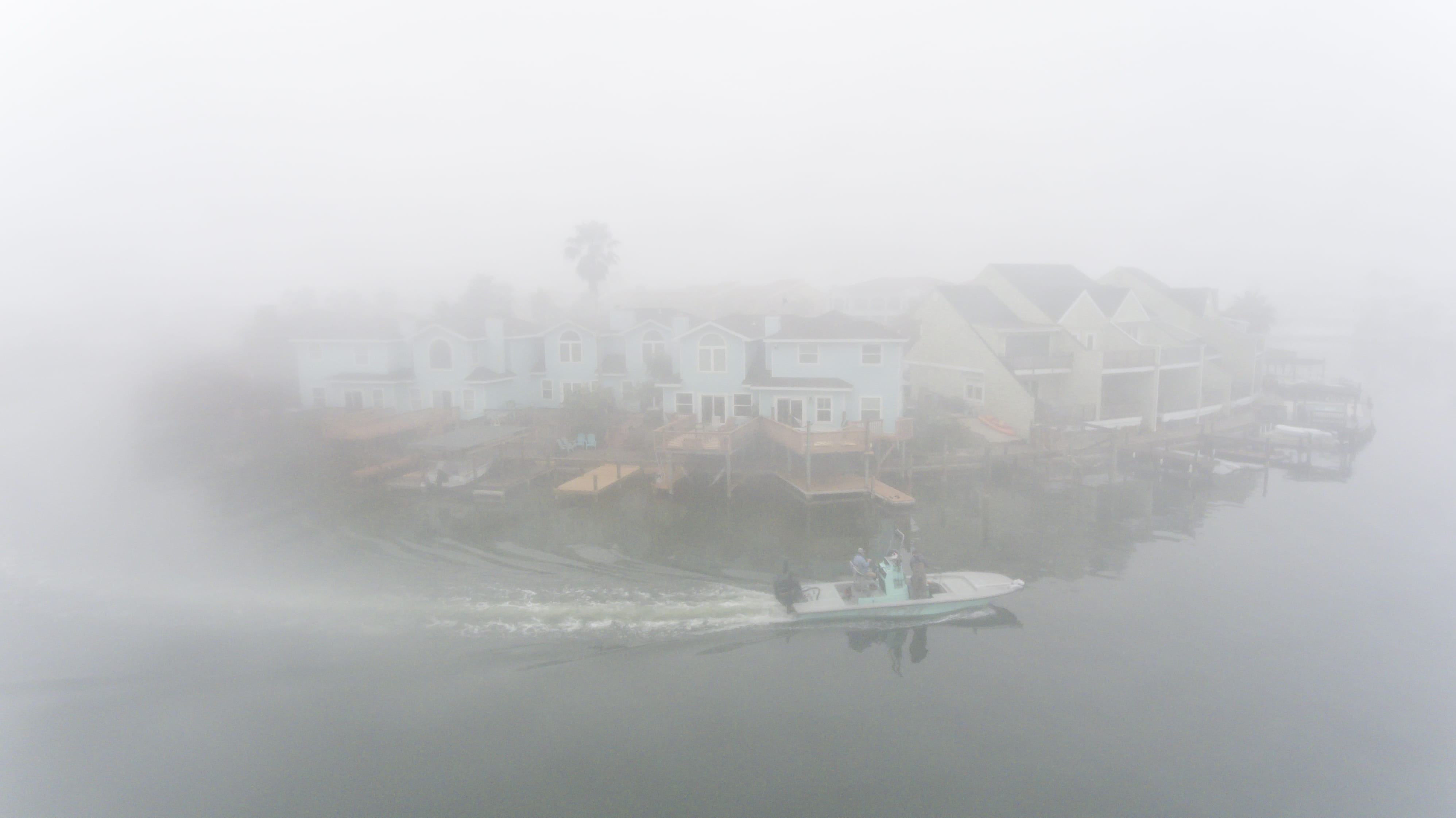 fishing boat, winter, hazy, corpus christi, grey, person, united states, 4K, cold temperature, architecture, boat, built structure, building, pollution, HD Wallpaper