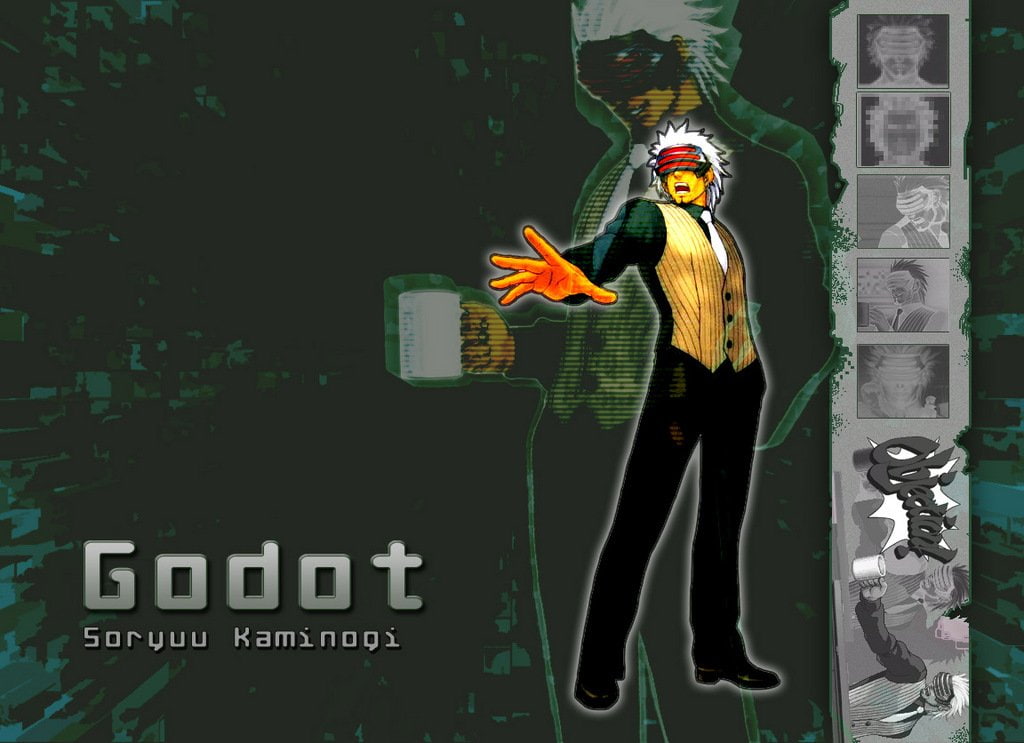 representation, full length, real people, Godot (Ace Attorney), text, day, costume, creativity, human representation, male likeness, 480P, young adult, HD Wallpaper